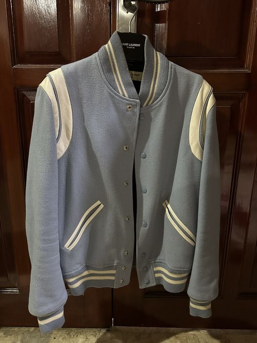 Saint laurent teddy hot sale jacket baby blue