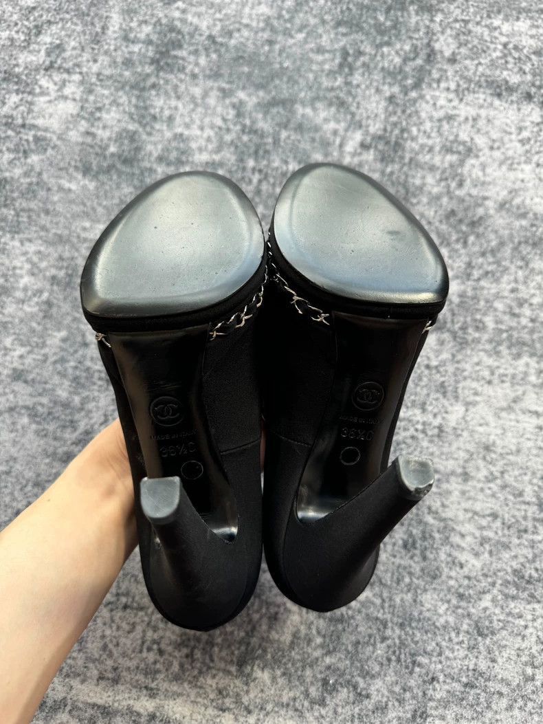 Chanel Chanel Black High Heels with Chain Detail -2505 Size US 6.5 / EU 39-40 - 6 Thumbnail