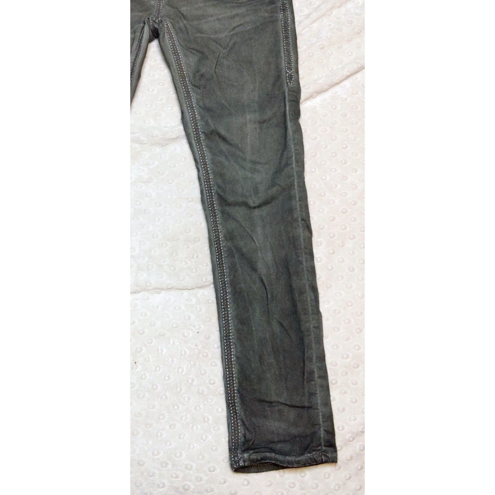 Vintage Rock Revival Jeans 25x27 Grey Boris Cotton Blend 5-Pocket Embroidered Rhinestone Cropped Slim Skinny Crop Denim Women Size 42" / US 20 - 2 Thumbnail