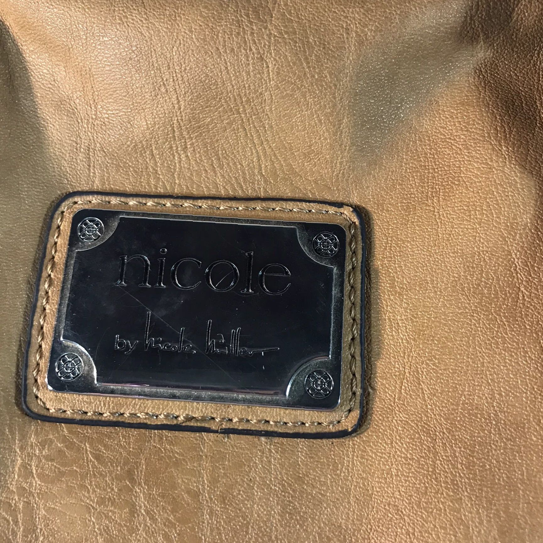 Nicole Miller VICENTAGE Nicole Miller Satchel Bag PVC Double Handles Women Medium Lt Brown Zipper Pockets Size ONE SIZE - 2 Thumbnail
