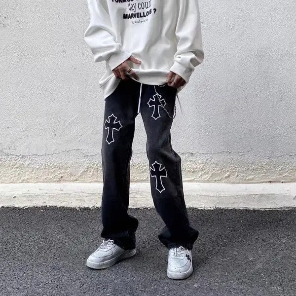 Japanese Brand × Jean Street hip hop cross print jeans Size US 32 / EU 48 - 4 Thumbnail