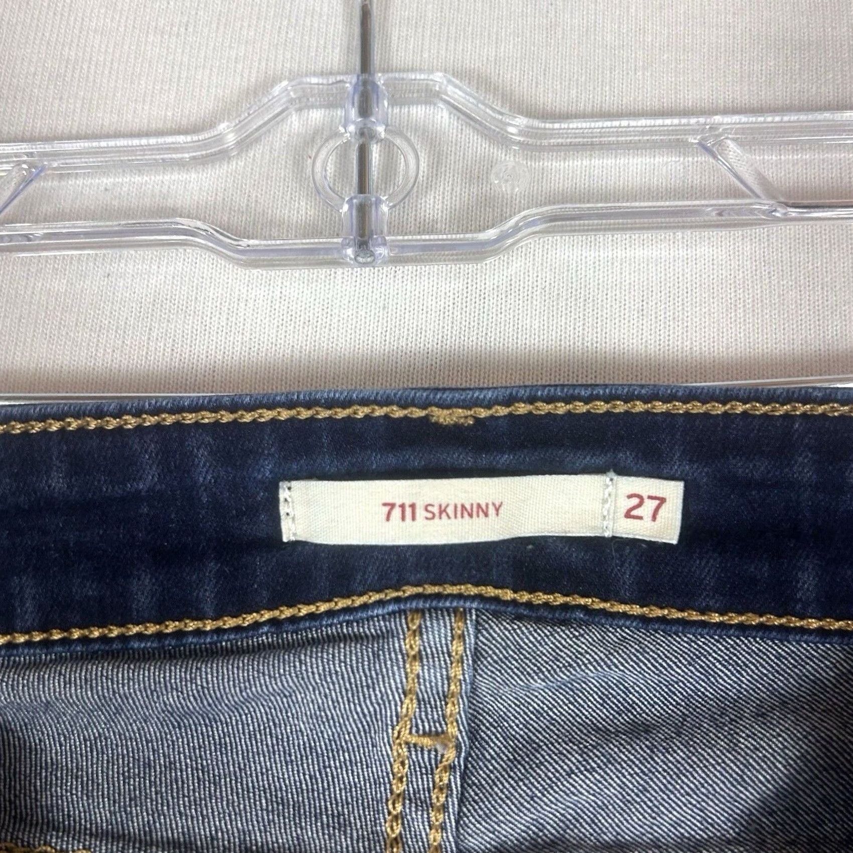 Levi's Levi’s 711 Skinny Jeans Womens 27 Mid-Rise Dark Wash Blue 5-Pocket Denim Pants Jeans Womens 711 Style Skinny Regular Mens? Size 27" / US 4 / IT 40 - 3 Thumbnail