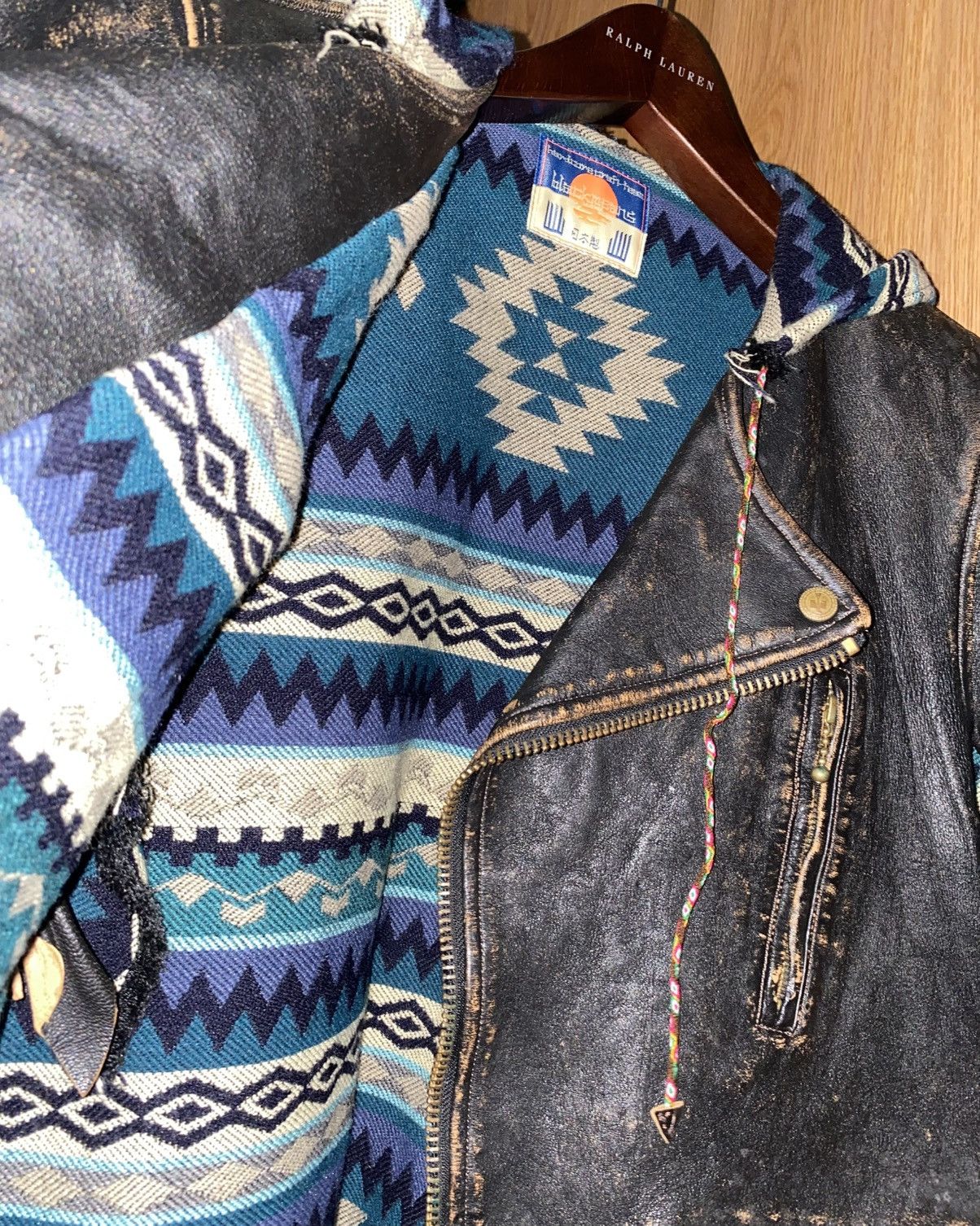 Blackmeans Blackmeans Roughout Leather Biker Vest w/ Hood (Size 4) Size US XL / EU 56 / 4 - 4 Thumbnail