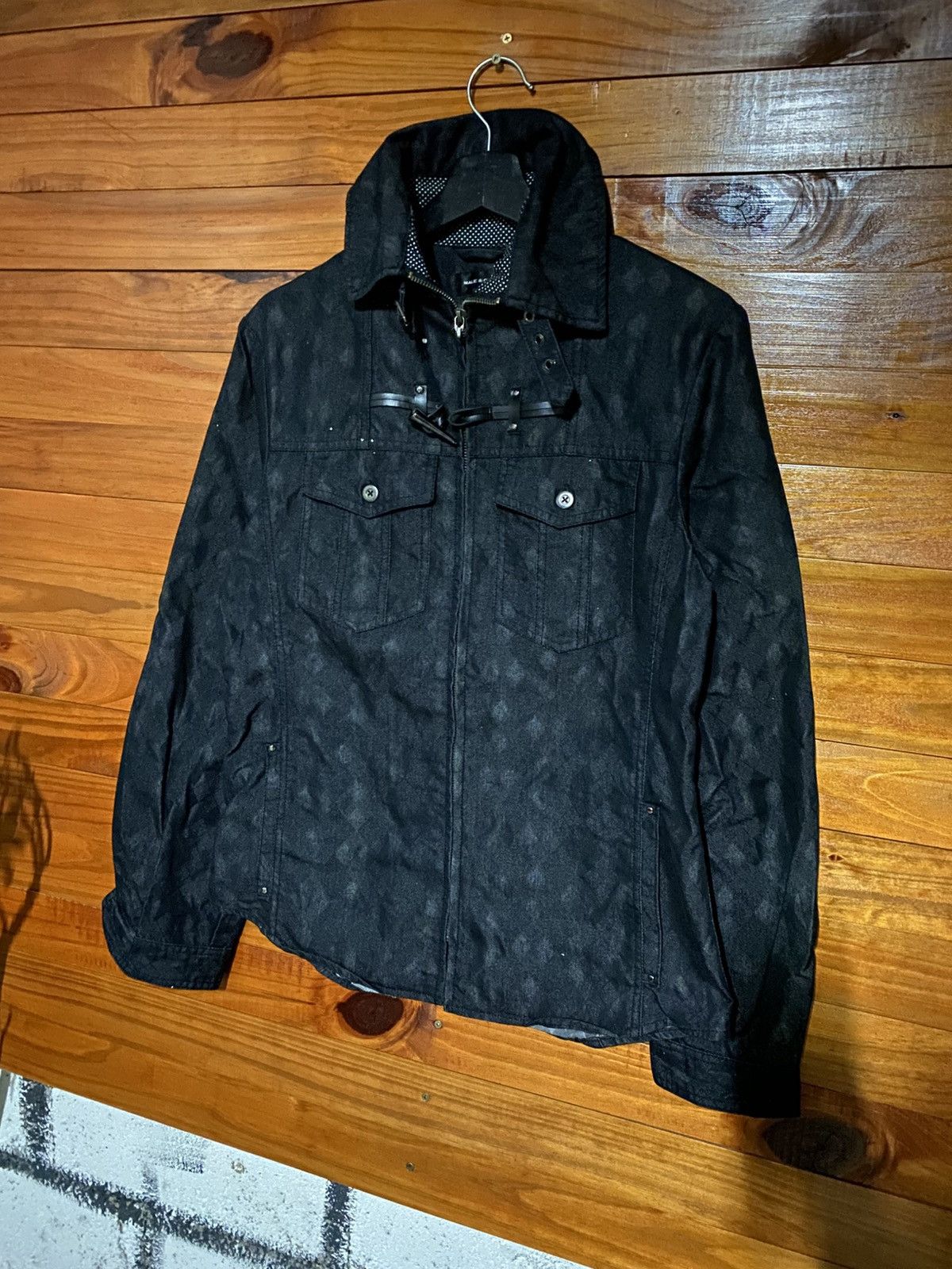 Japanese Brand MALE & CO Black Slim Fit Patterned Utility Jacket – Modern Size US S / EU 44-46 / 1 - 5 Thumbnail