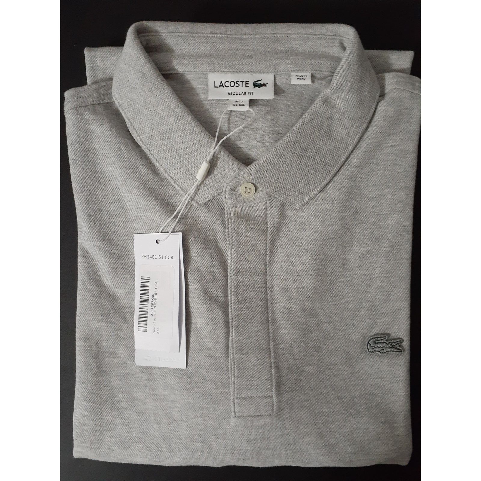 Lacoste Lacoste Men's Long Sleeve Paris Polo Shirt Silver Grey XXL Size US XXL / EU 58 / 5 - 2 Thumbnail