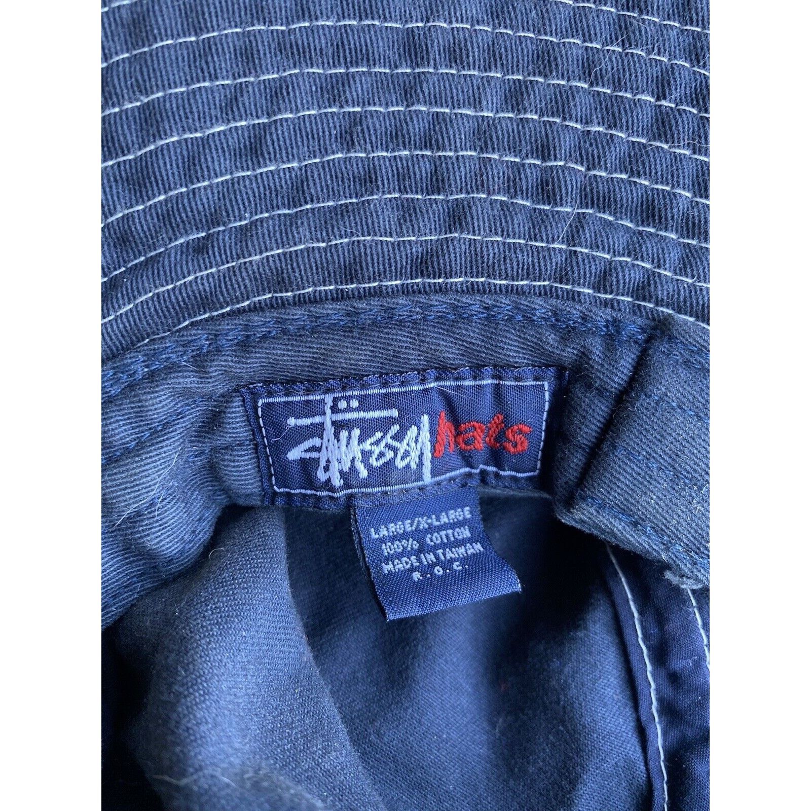 Vintage Stussy Bucket Hat Blue Navy Size L/XL Logo Y2K Used