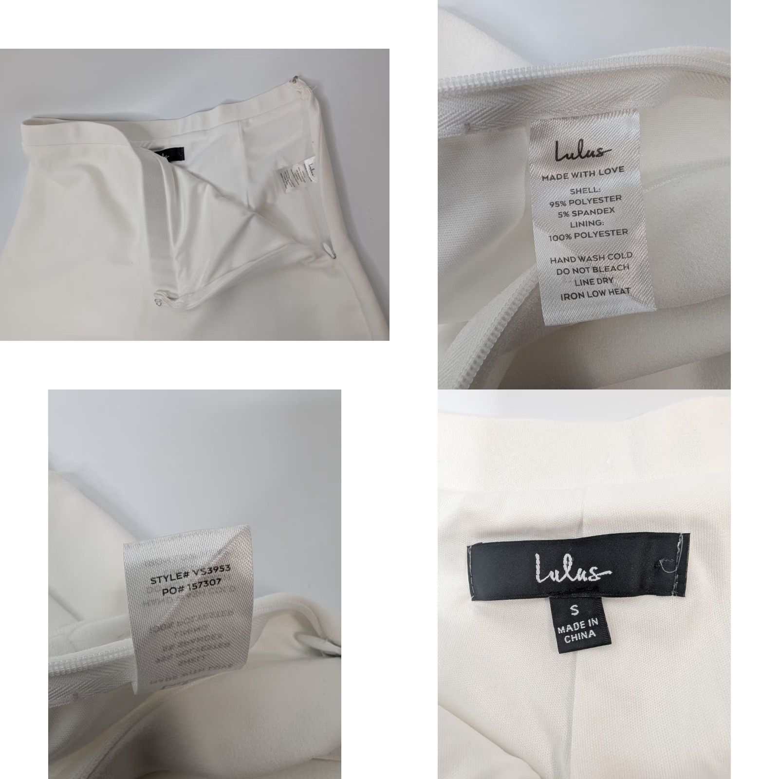 Lulus Lulus White Wide-Leg Pants Womens Small Zip Stretch Casual Dress Pants Regular Fit Size S Size 28" / US 6 / IT 42 - 9 Thumbnail