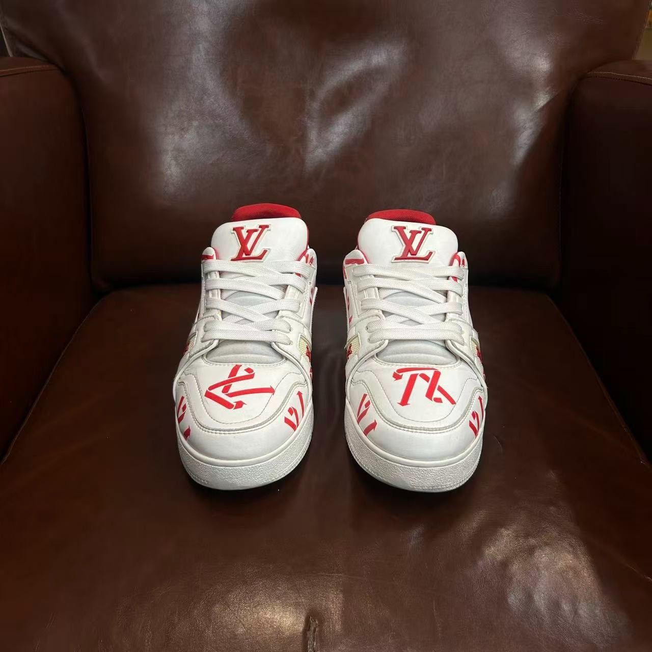 Louis Vuitton LV Trainer White Red Logo Size US 6.5 / EU 39-40 - 2 Thumbnail