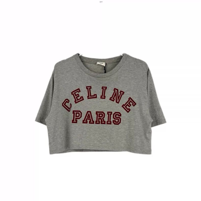 Celine Gray large logo short sleeve T-shirt Size L / US 10 / IT 46 - 1 Thumbnail