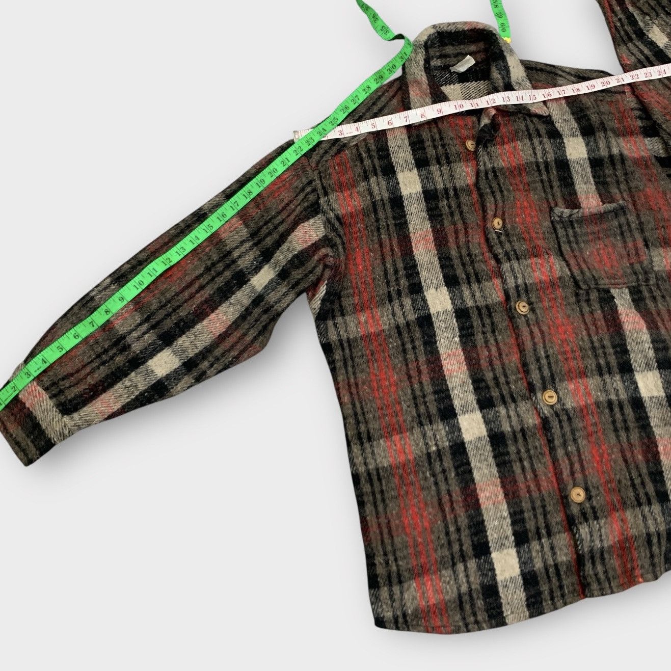 Vintage VINTAGE 90s PLAID BLANKET CHECKERED WOOL FLANNEL BUTTON UP Size US L / EU 52-54 / 3 - 6 Thumbnail