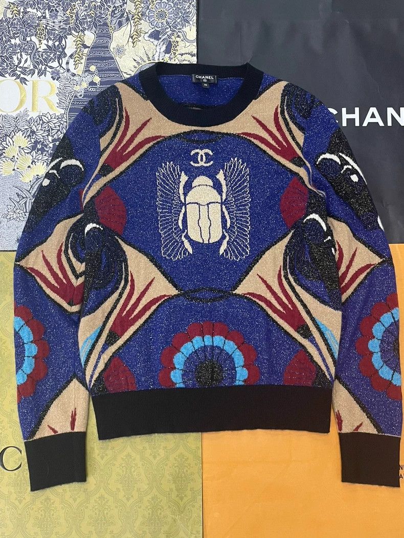 Chanel Chanel Egyptian series Beetle color block cashmere sweater Size XS / US 0-2 / IT 36-38 - 1 Thumbnail