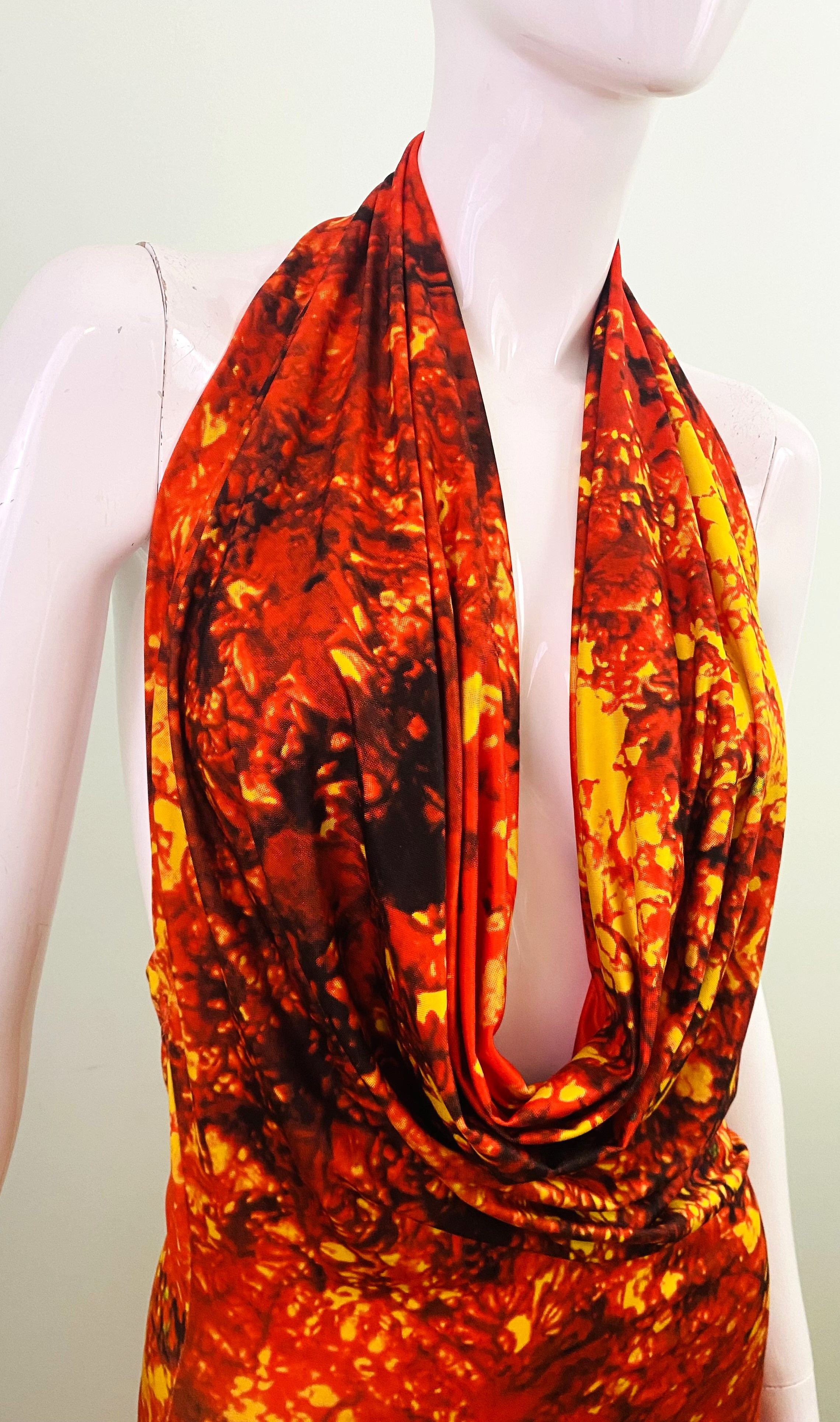 plein sud Plein Sud Mock Neck Deep V Cut Out Lava Tie Dye Dress Size M / US 6-8 / IT 42-44 - 3 Thumbnail