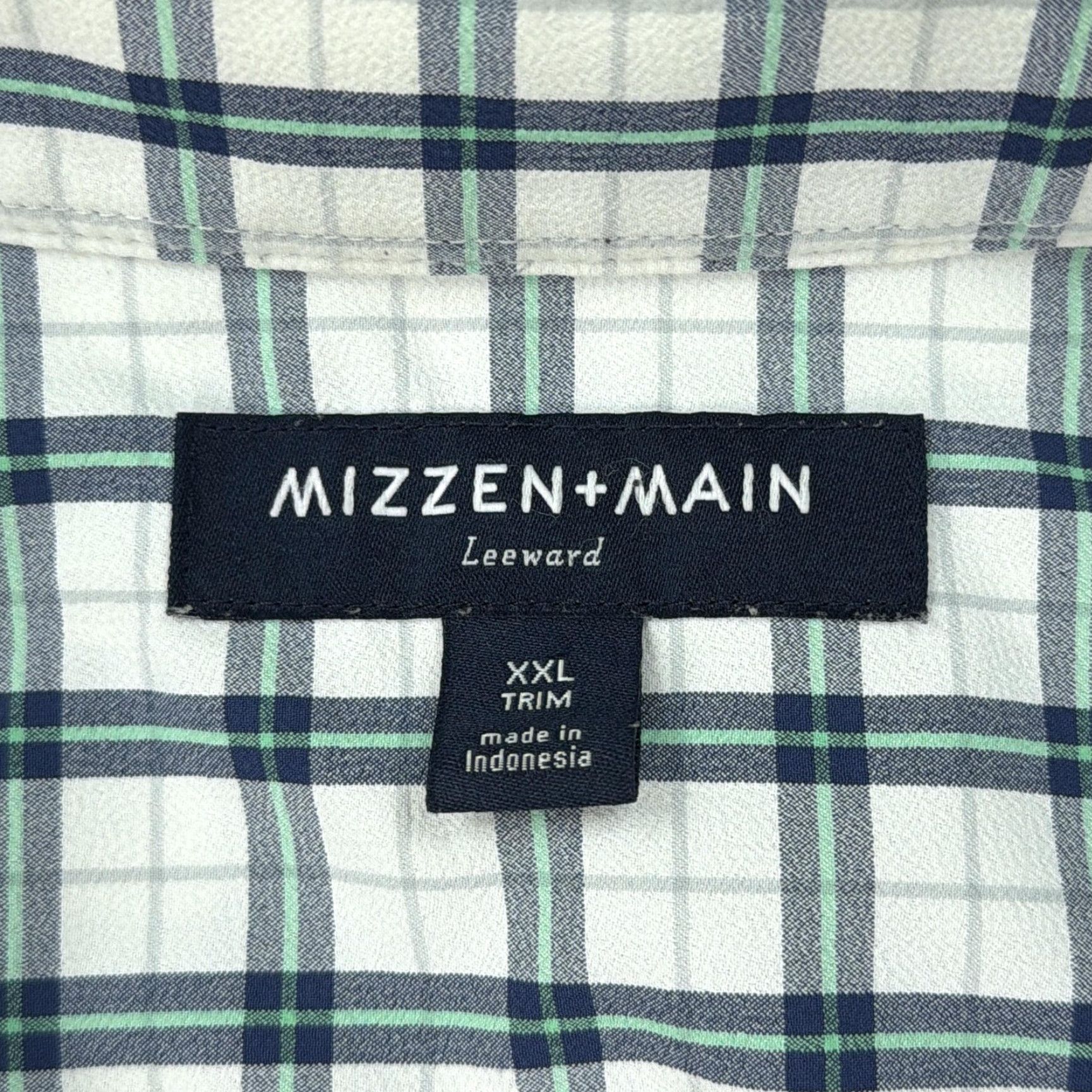 Mizzen+Main Mizzen+Main Leeward Shirt Mens 2XL White Blue Green Plaid Stretch Fit Casual Dress Shirt Size US XXL / EU 58 / 5 - 3 Thumbnail