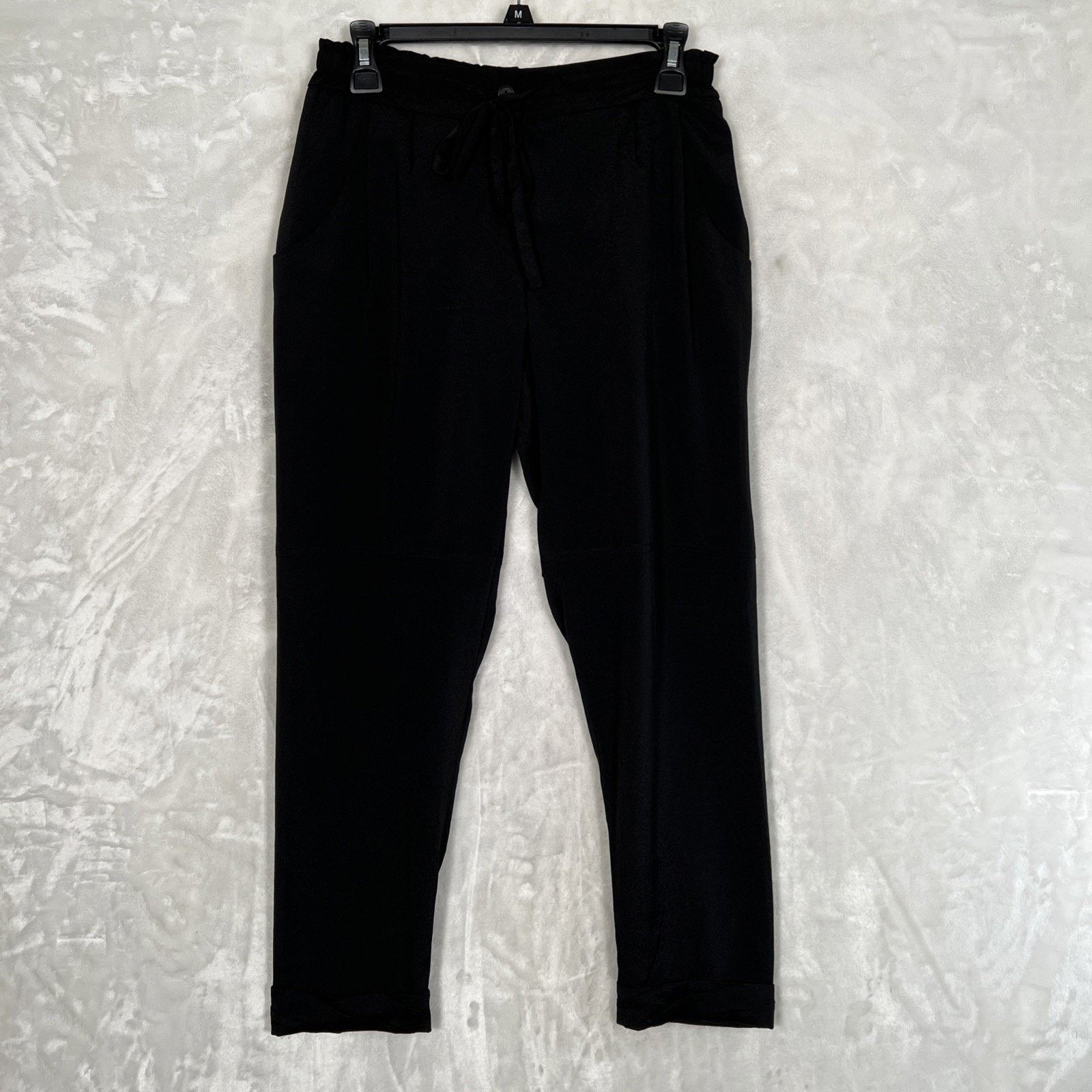 Apt. 9 NWT Apt.9 Black Tie Waist Pull-On Pleated Soft Dress Pants Size 25" / US 0 / IT 36 - 1 Thumbnail