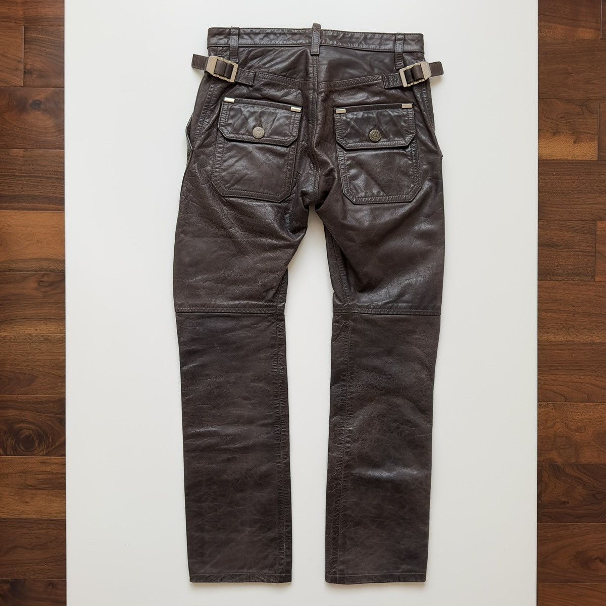 Dsquared2 Dsquared2 F/W 2005 Leather Biker Pants Brown Cowhide Size US 30 / EU 46 - 3 Thumbnail