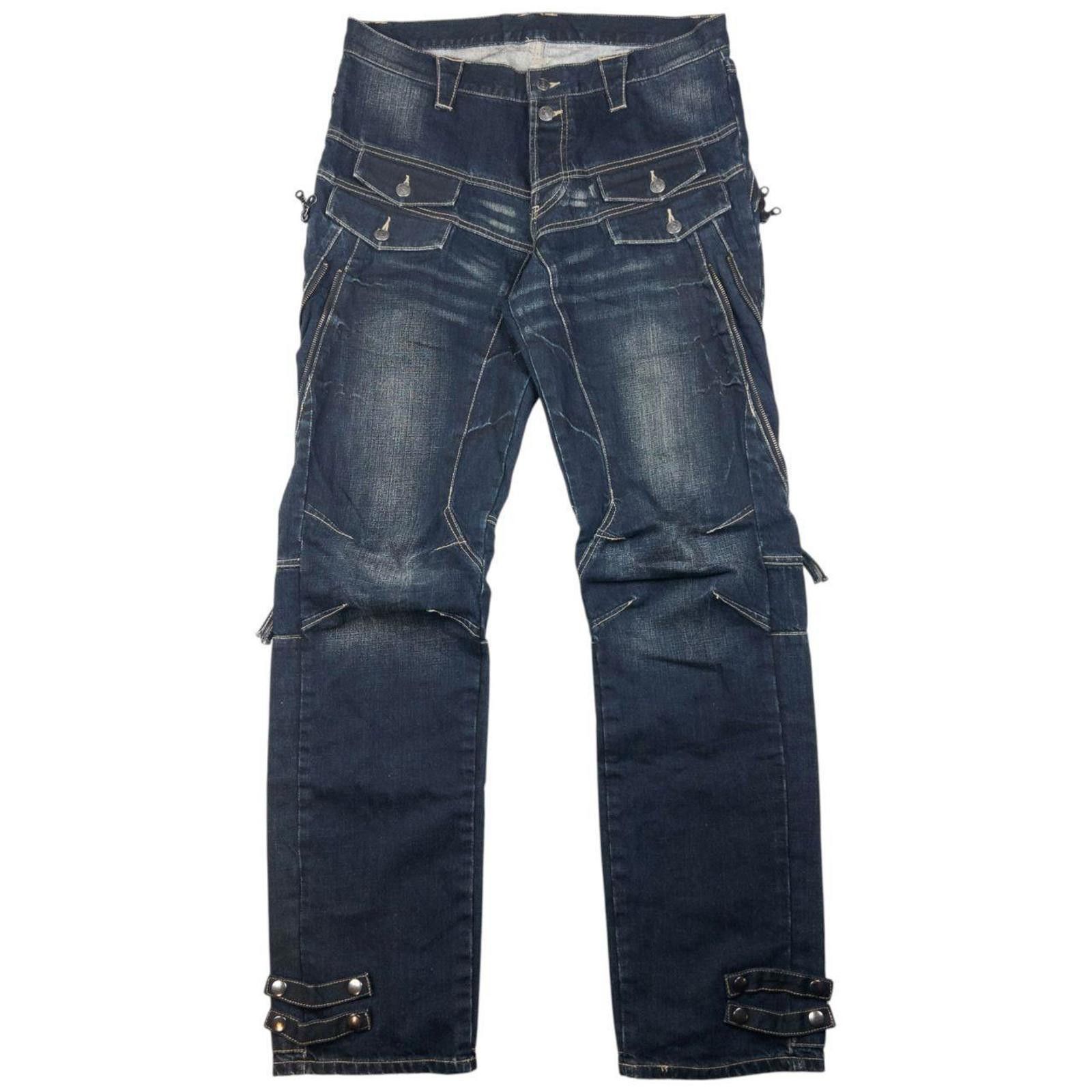 Other Vintage PPFM Multi Zip Denim Jeans Size W35 Size US 35 - 1 Thumbnail