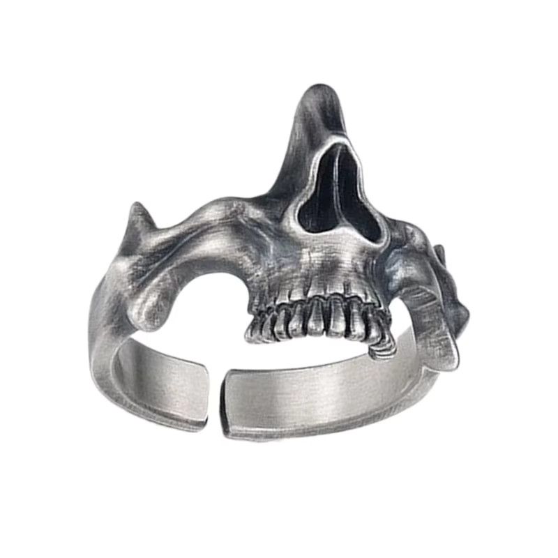 Jewelry Retro Silver Black Skull Rings Sophisticated Size ONE SIZE - 5 Thumbnail