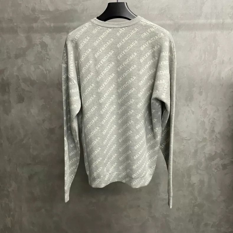 Balenciaga Balenciaga Grey knitted sweater with full printed logo Size US XS / EU 42 / 0 - 2 Thumbnail