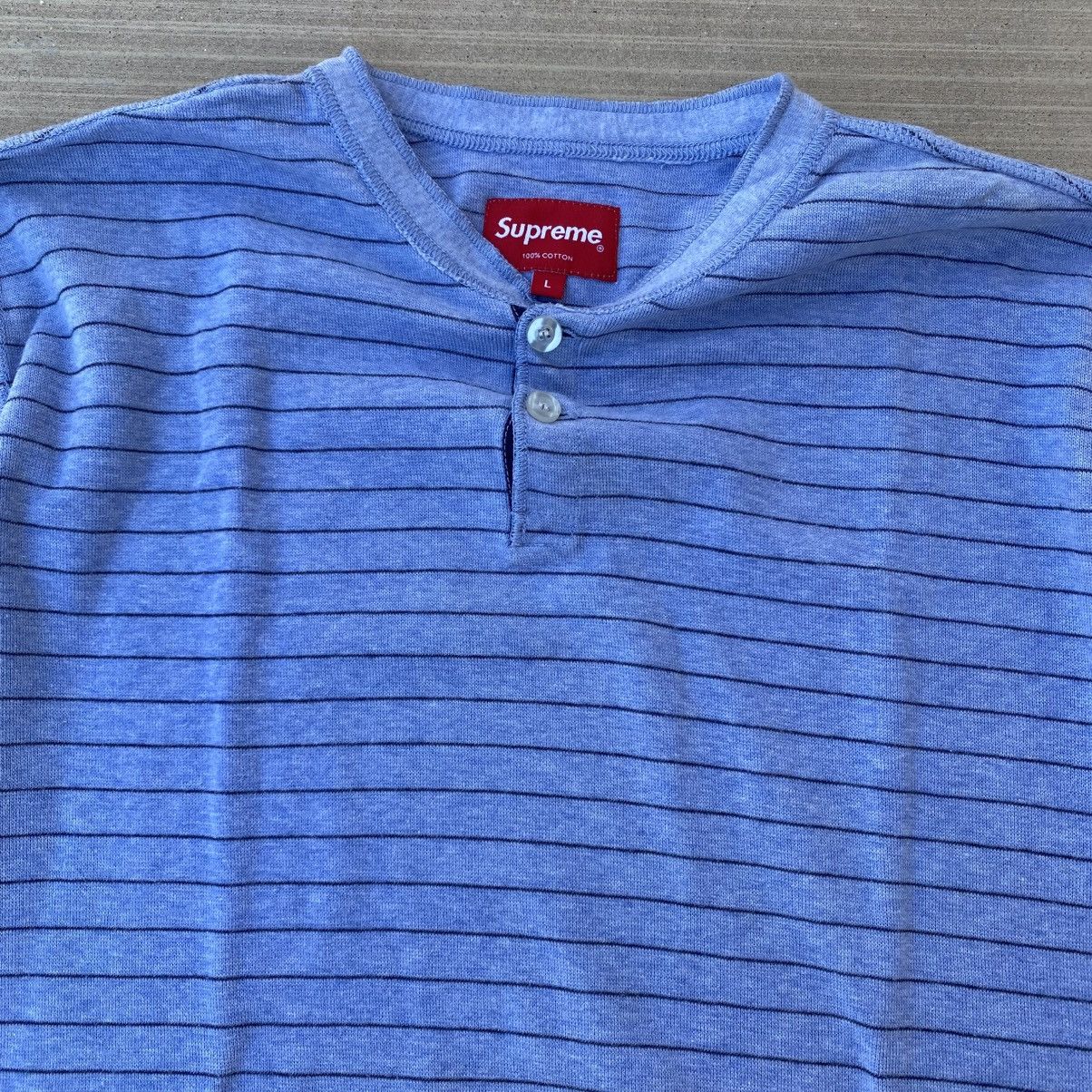 Supreme Supreme Striped Henley Top Shirt Baby Blue 2010 Grunge Punk Size US L / EU 52-54 / 3 - 5 Thumbnail