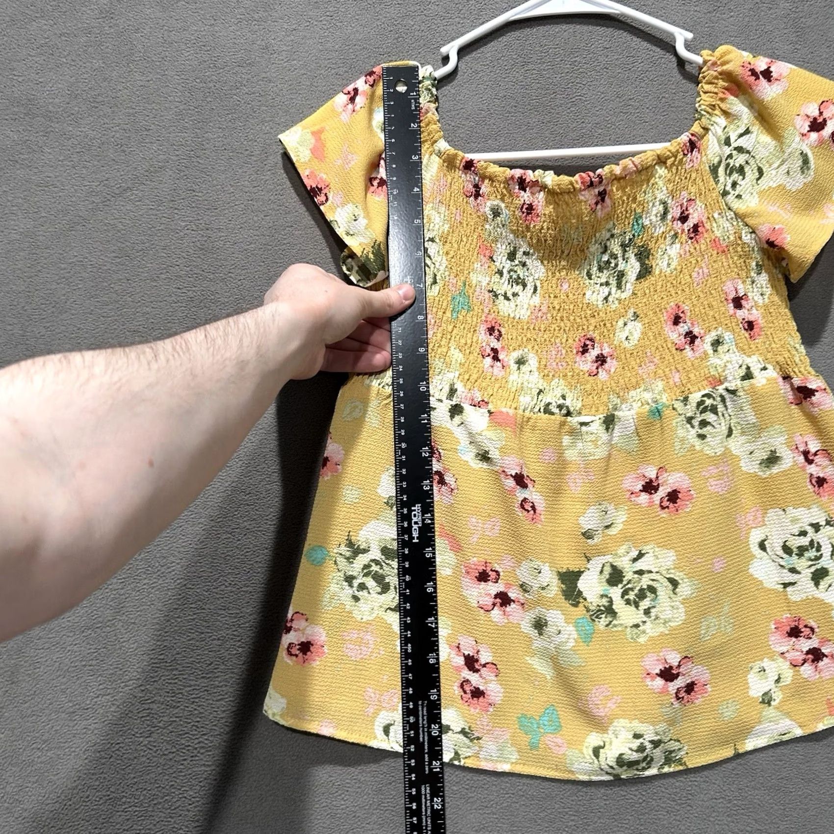 Vintage Monteau Blouse Short Sleeve Floral Off the Shoulder Yellow M Women Cap Sleeve Regular Size Medium Pink? Size M / US 6-8 / IT 42-44 - 7 Thumbnail