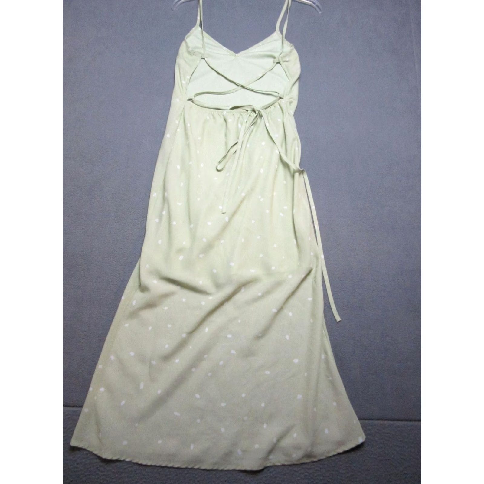 PRINCESS POLLY Princess Polly Dress Womens US 4 Green Polka Dot Spaghetti Strap Open Back Tie Size S / US 4 / IT 40 - 5 Thumbnail