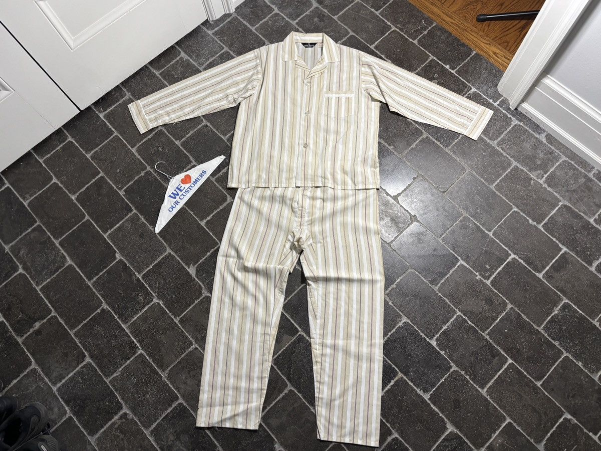 Vintage Striped Pajama Set 90s Vintage Two Piece Suit Sleep Perma Size US 38 / EU 54 - 19 Thumbnail