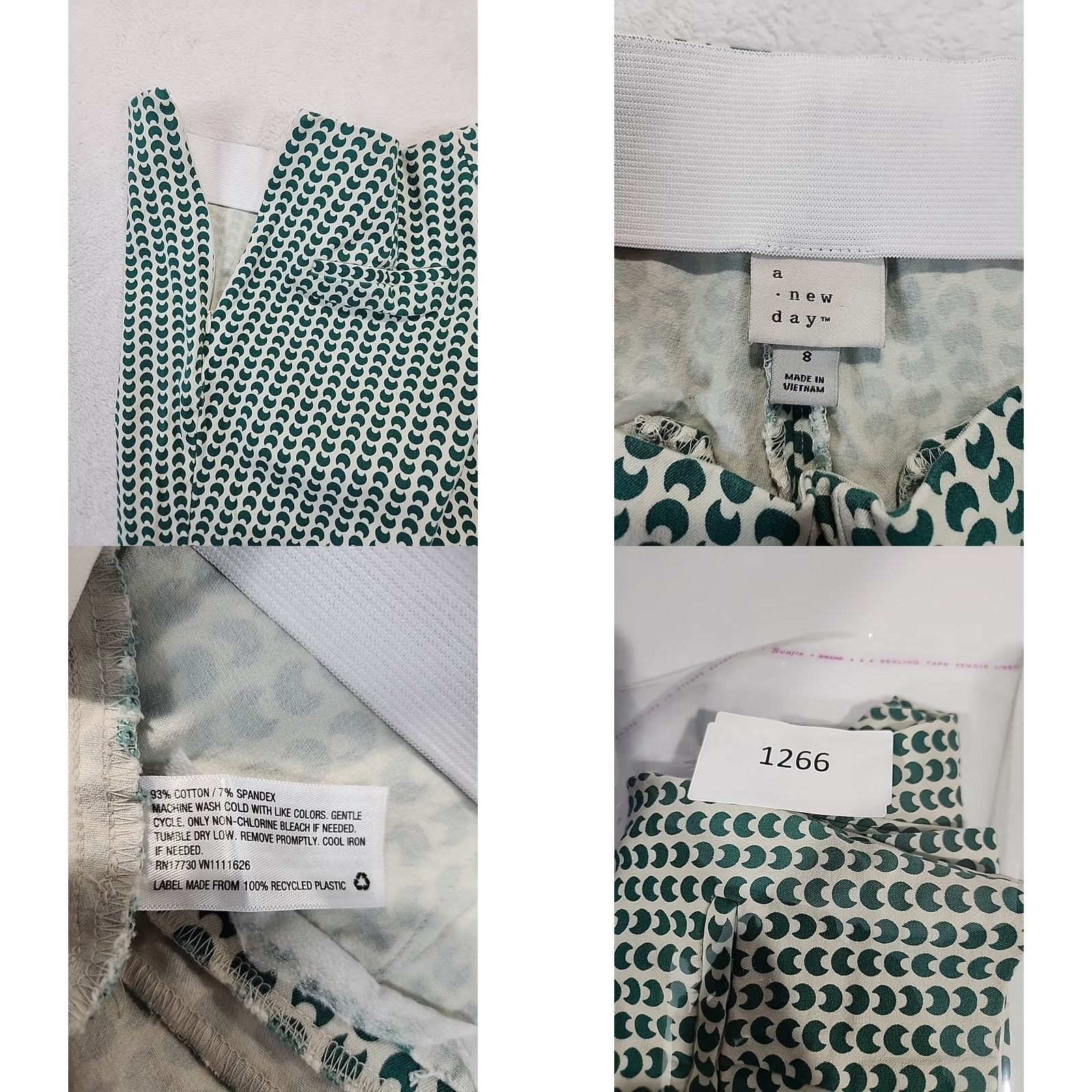 Vintage A New Day Women Pants Green White Geometric Skinny Ankle High Rise Flat Front Slimming Size 8 Casual Size 30" / US 8 / IT 44 - 9 Thumbnail