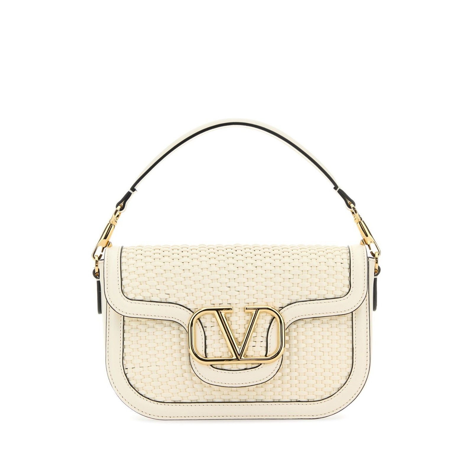 Valentino VALENTINO GARAVANI Alltime Ivory White Raffia Leather Should Size ONE SIZE - 1 Thumbnail
