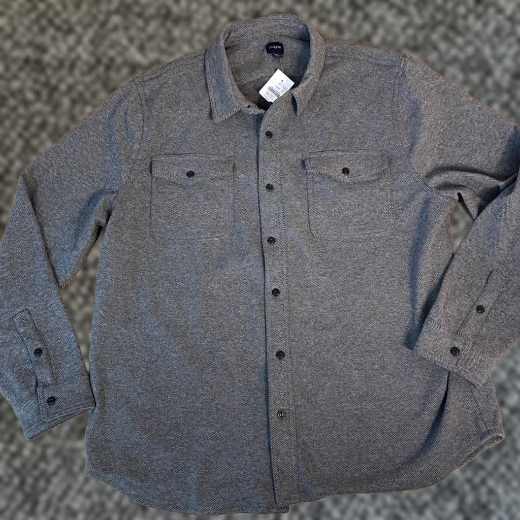 J.Crew VINTAGE J.Crew Mens Workshirt Long Sleeve XXL Gray Herringbone Button-Down Shirt Size US XXL / EU 58 / 5 - 1 Thumbnail