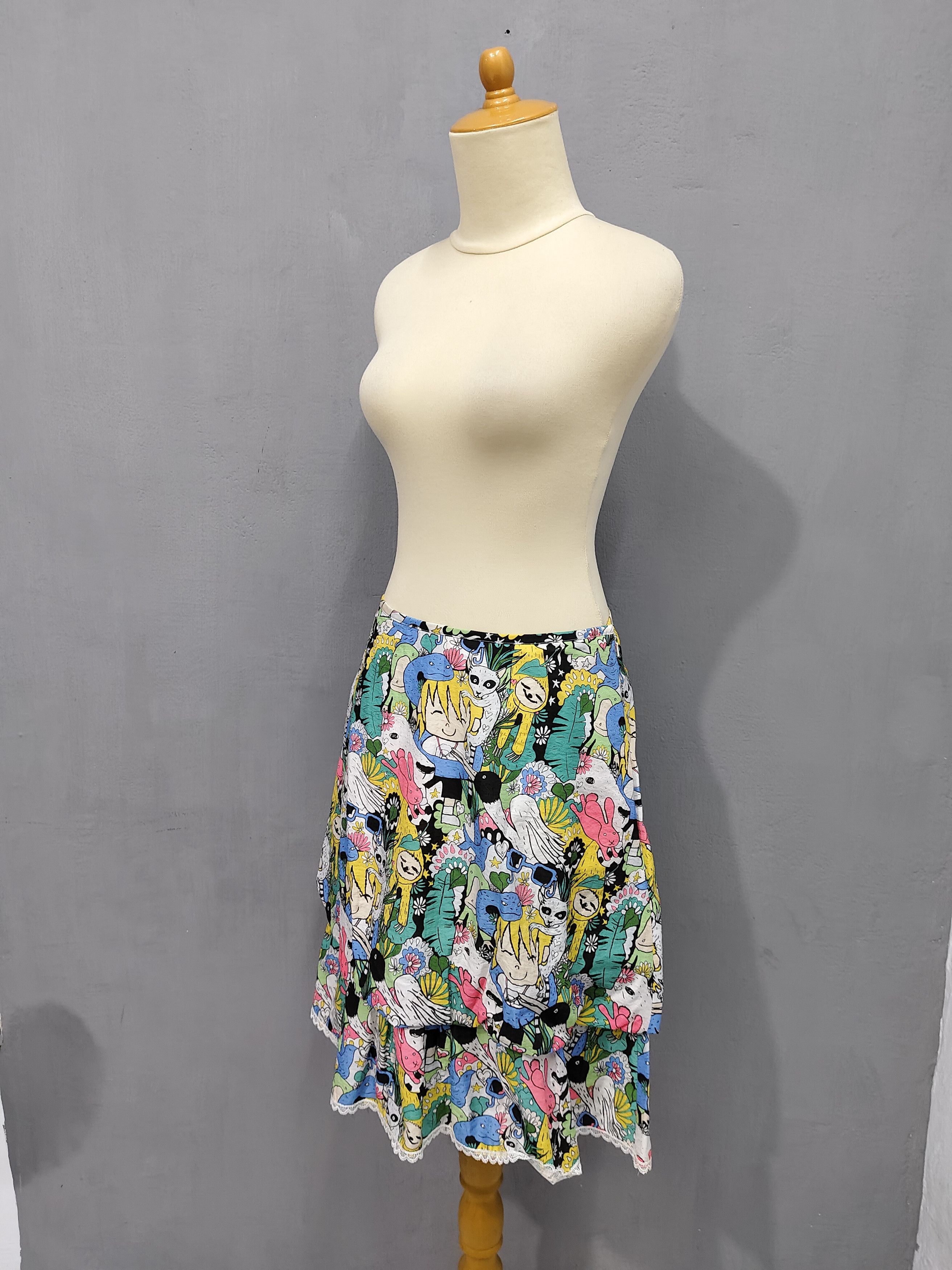 Arts & Science 🔥Pacino Wan AOP Cartoon Graphic Y2K Colorful Skirt Size 29" - 2 Thumbnail