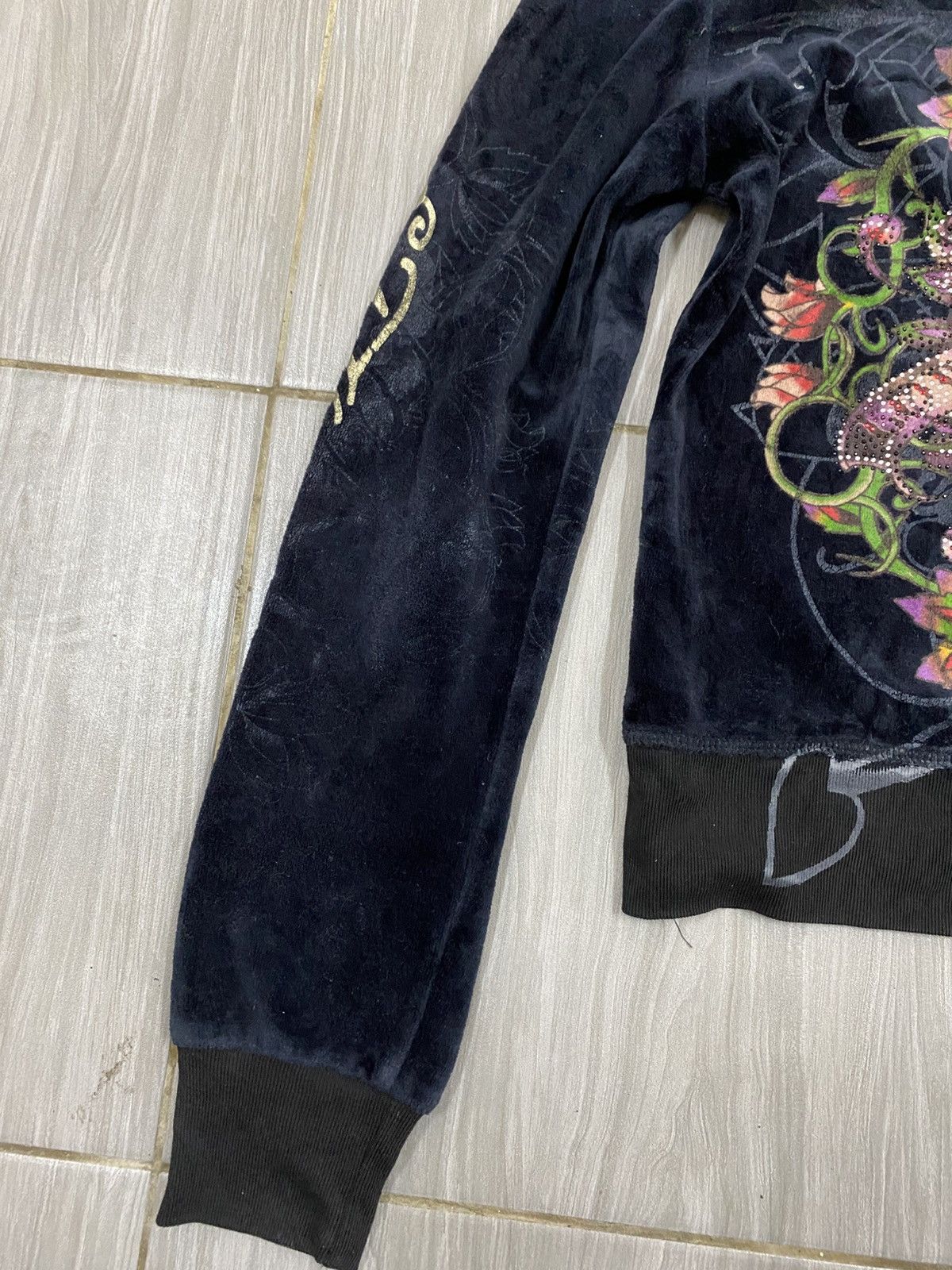 Ed Hardy Vtg Ed Hardy Velvet Hoodie Zipper Size US M / EU 48-50 / 2 - 3 Thumbnail