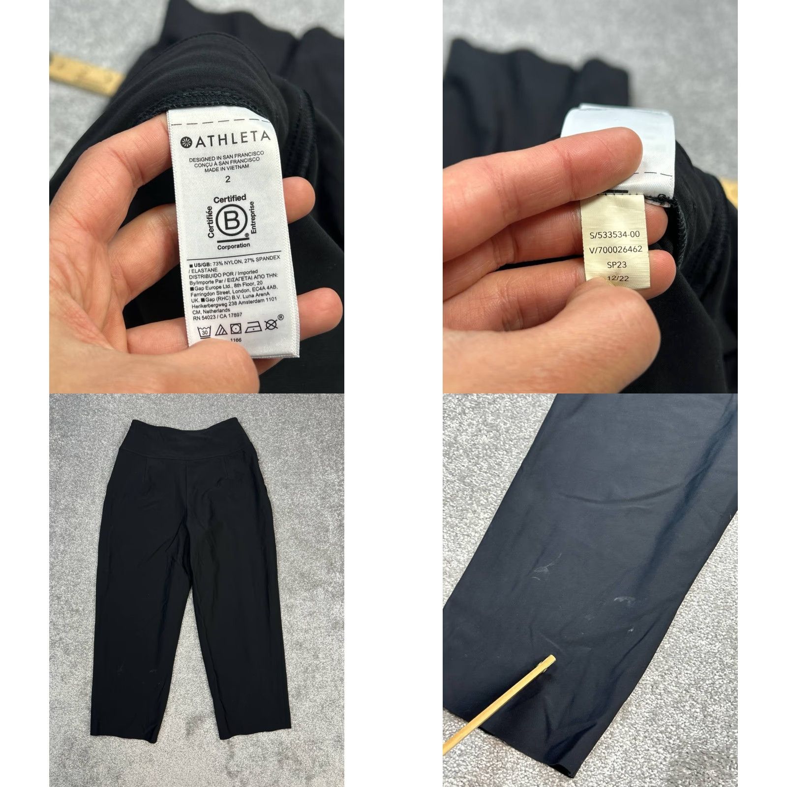 Athleta Athleta Pants Women 2 Black Pleated High Rise Wide-Leg Side Zip Size 26" / US 2 / IT 38 - 8 Thumbnail