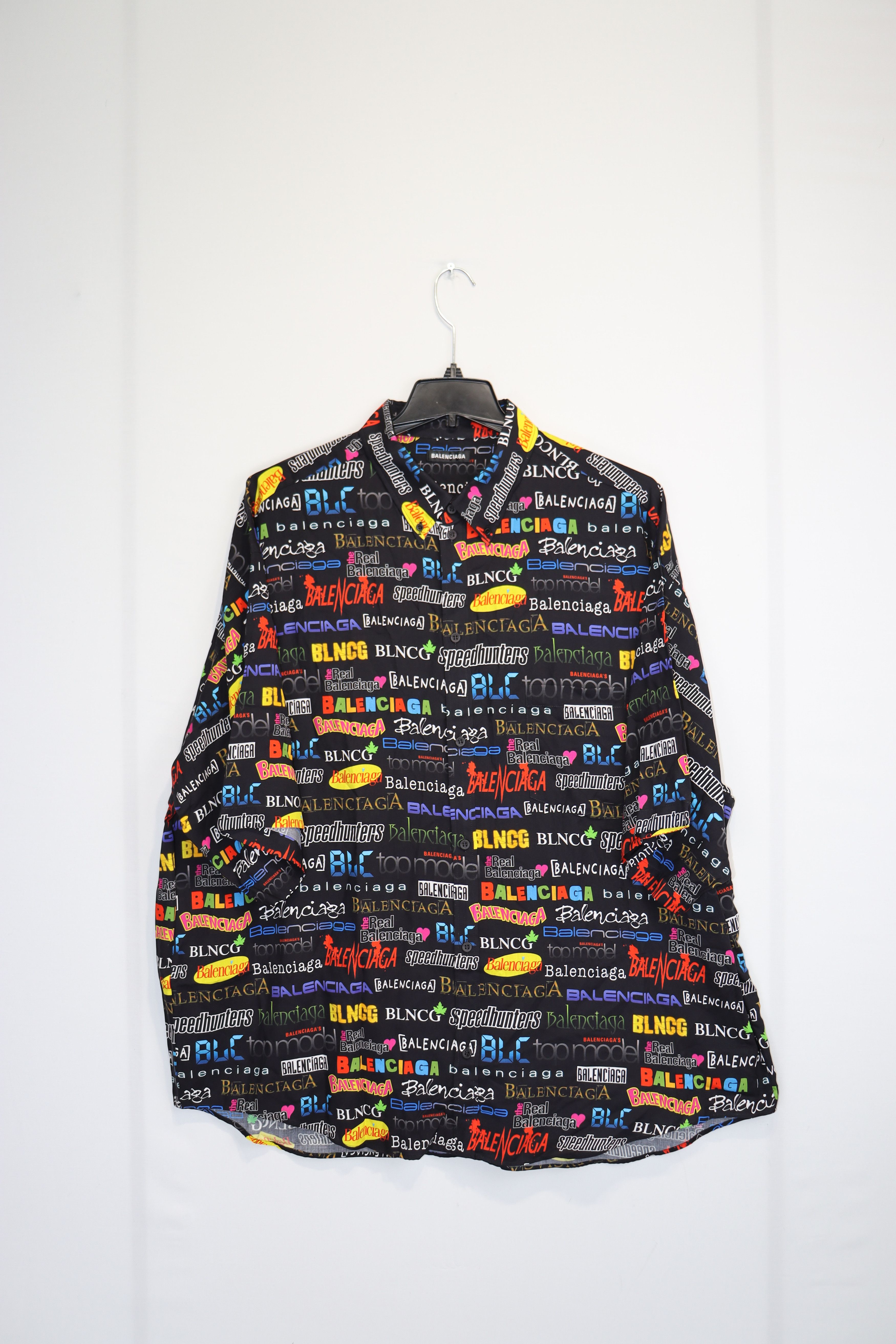 Balenciaga All Over Multi Logo Print Vacation Shirt in Multicolor Size US XL / EU 56 / 4 - 3 Thumbnail