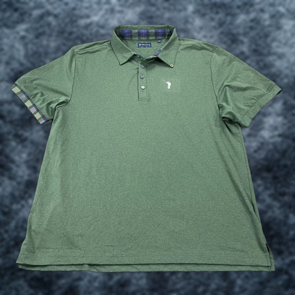 Vintage William Murray Polo Shirt Mens L Green Logo Performance Golf Stretch Shirt Size US L / EU 52-54 / 3 - 1 Thumbnail