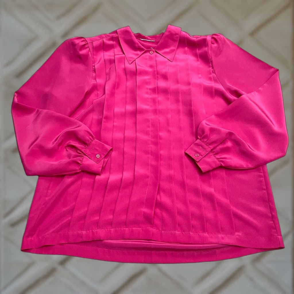 Pinko VINTAGE Sigrid Olsen Blouse Women's 1X Pink Linen Collared Long  Sleeve Casual Fashion | Grailed, image size:1024x1024