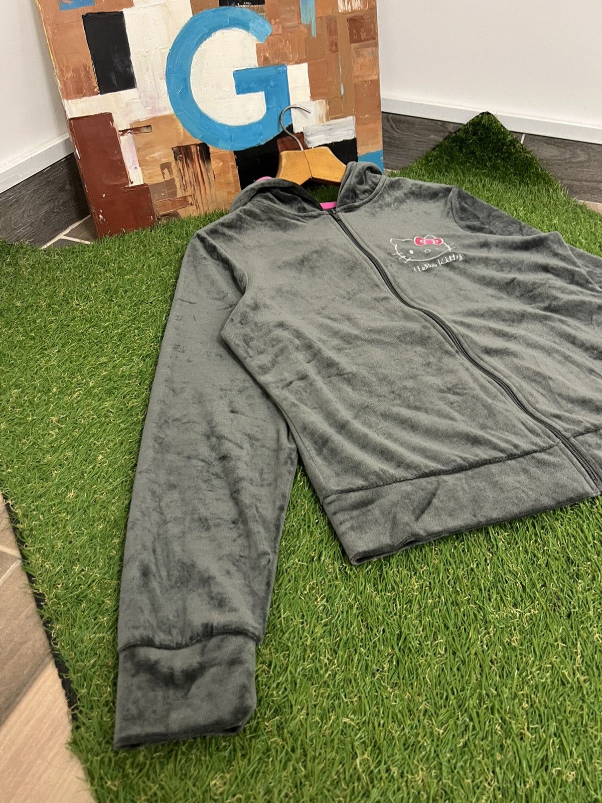 Anime Vintage Y2K Hello Kitty Velour Zip Up Hoodie Size M / US 6-8 / IT 42-44 - 6 Thumbnail