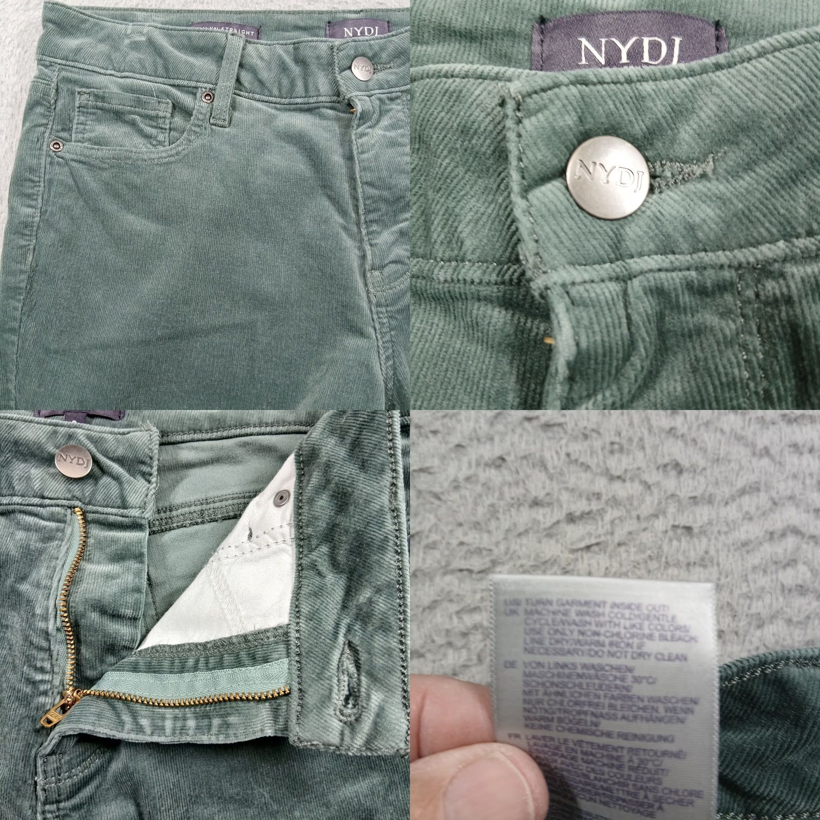 NYDJ NYDJ Marilyn Straight Corduroy Pants Women 8 Sage Leaf Green Lift Tuck EUC Size 30" / US 8 / IT 44 - 8 Thumbnail