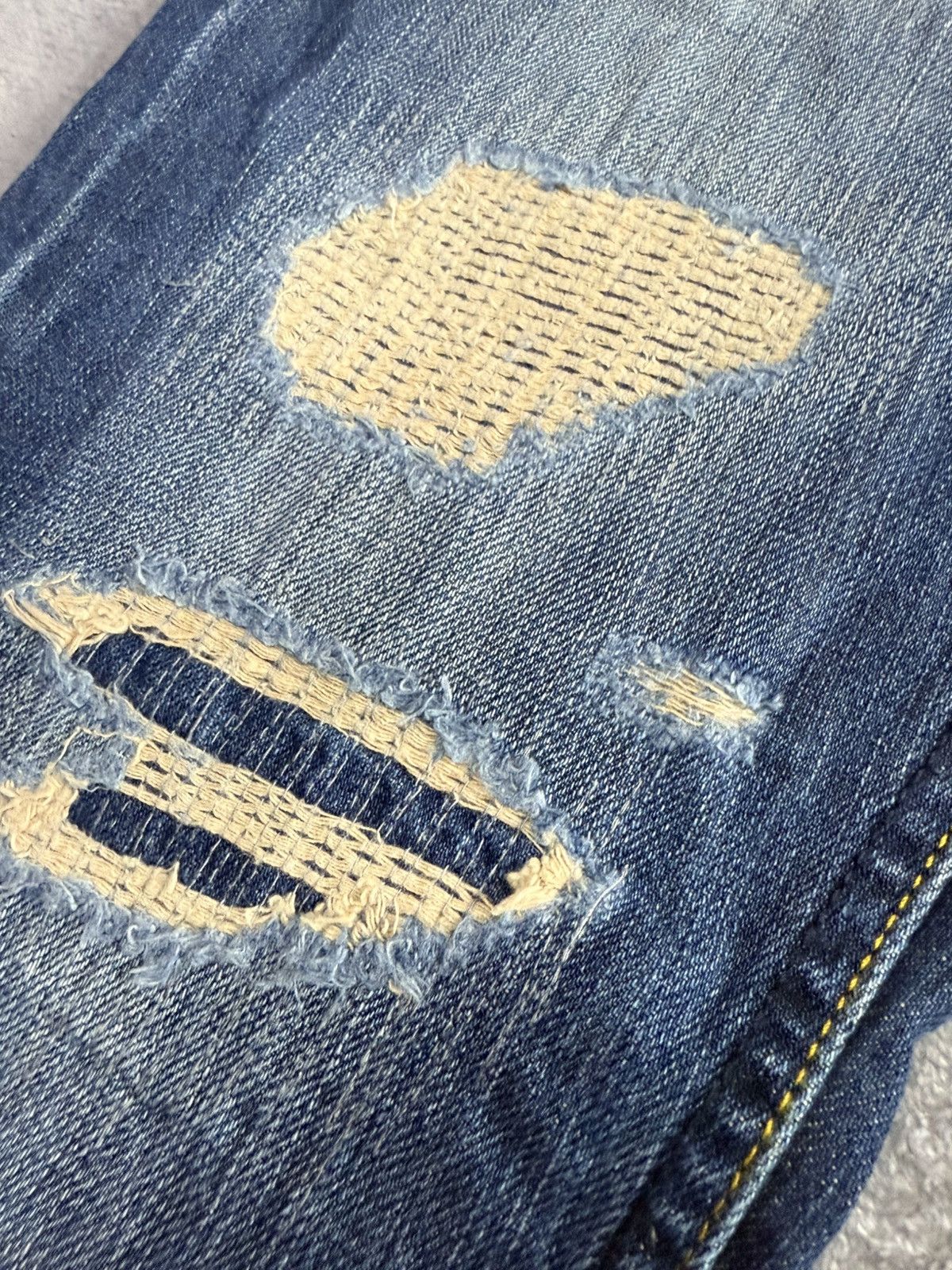Fad Three × Japanese Brand The Stooge & Co Distressed Repaired Heavy Stitched Jeans Size US 30 / EU 46 - 8 Thumbnail