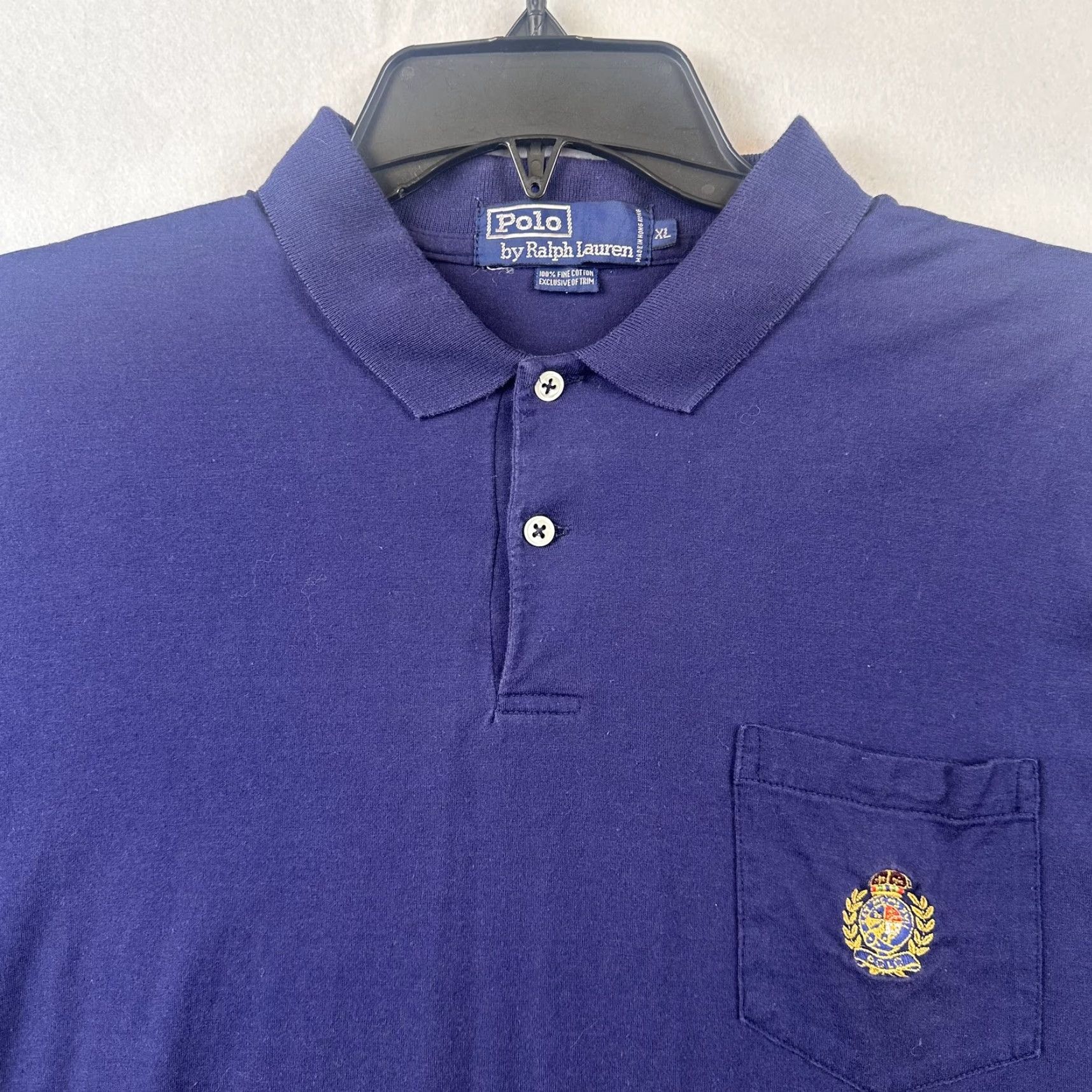 Polo Ralph Lauren VINTAGE Polo Ralph Lauren Polo Shirt Mens XL Navy Crest Pocket Short Sleeve Classic Size US XL / EU 56 / 4 - 3 Thumbnail