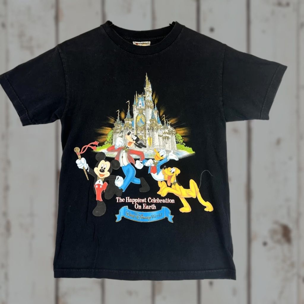 Disney VINTAGE Disney Shirt Mens Small Walt Disney World Happiest Celebration Black 00s Size US S / EU 44-46 / 1 - 1 Thumbnail