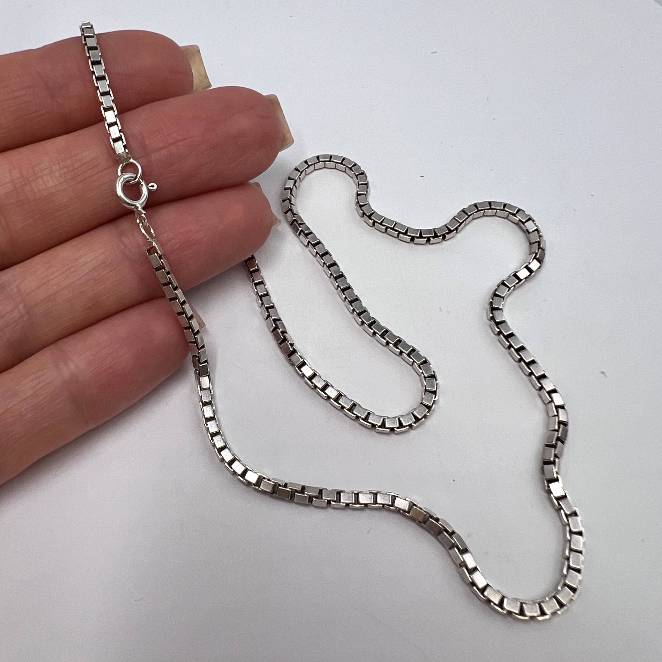 Vintage Sterling Silver 925 Box Chain Necklace 41cm 11.3g