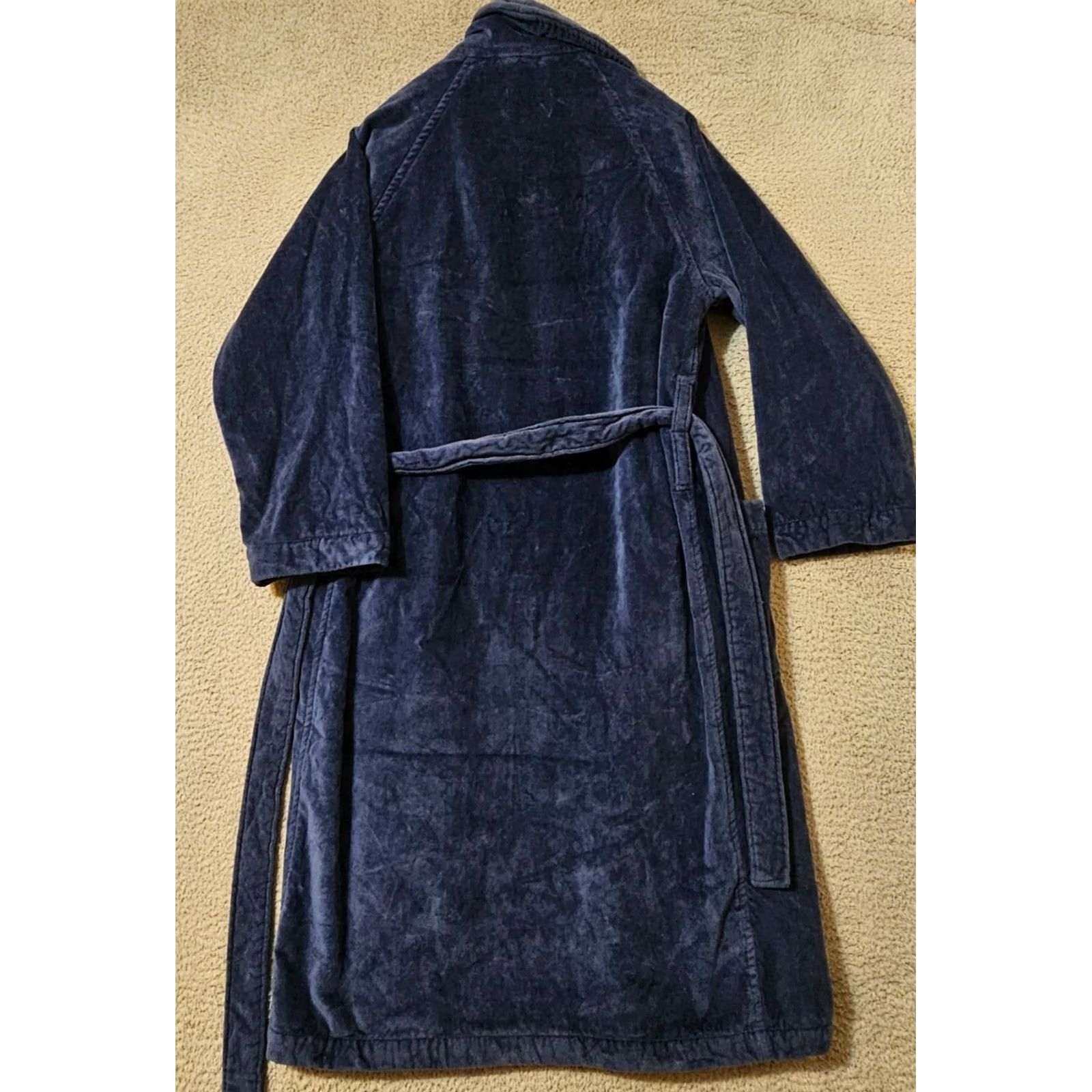 Velour Frette Bath Robe Velour Shawl Collar Blue Mens Womens Unisex Size Medium Turkey Size ONE SIZE - 2 Thumbnail