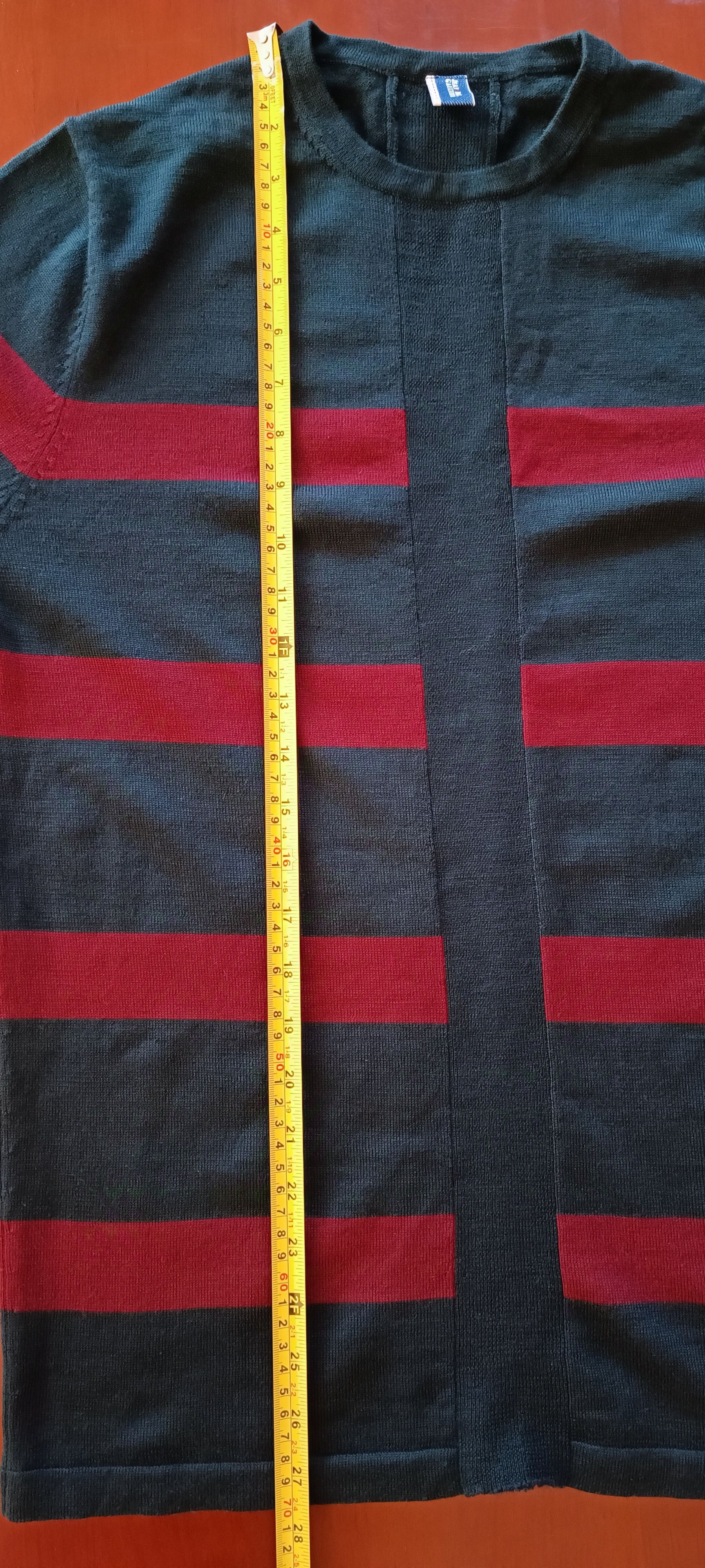 Jean Paul Gaultier Wool knit sweater in dark gray with red stripes Size US M / EU 48-50 / 2 - 9 Thumbnail