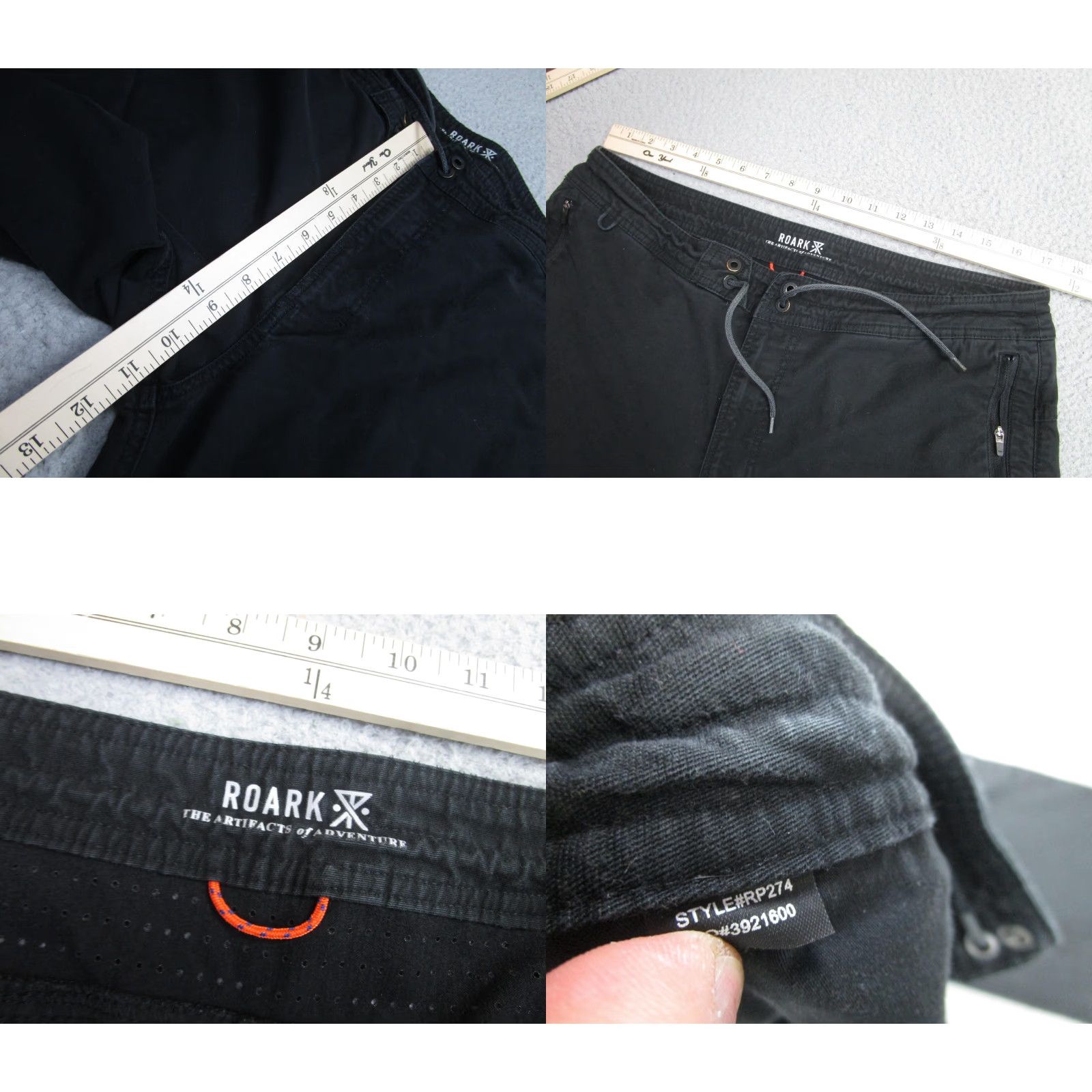 Roark Roark Pants Mens XL 34 Black Drawstring Zip Pockets Chino Straight 30 In Inseam Size US 34 / EU 50 - 8 Thumbnail