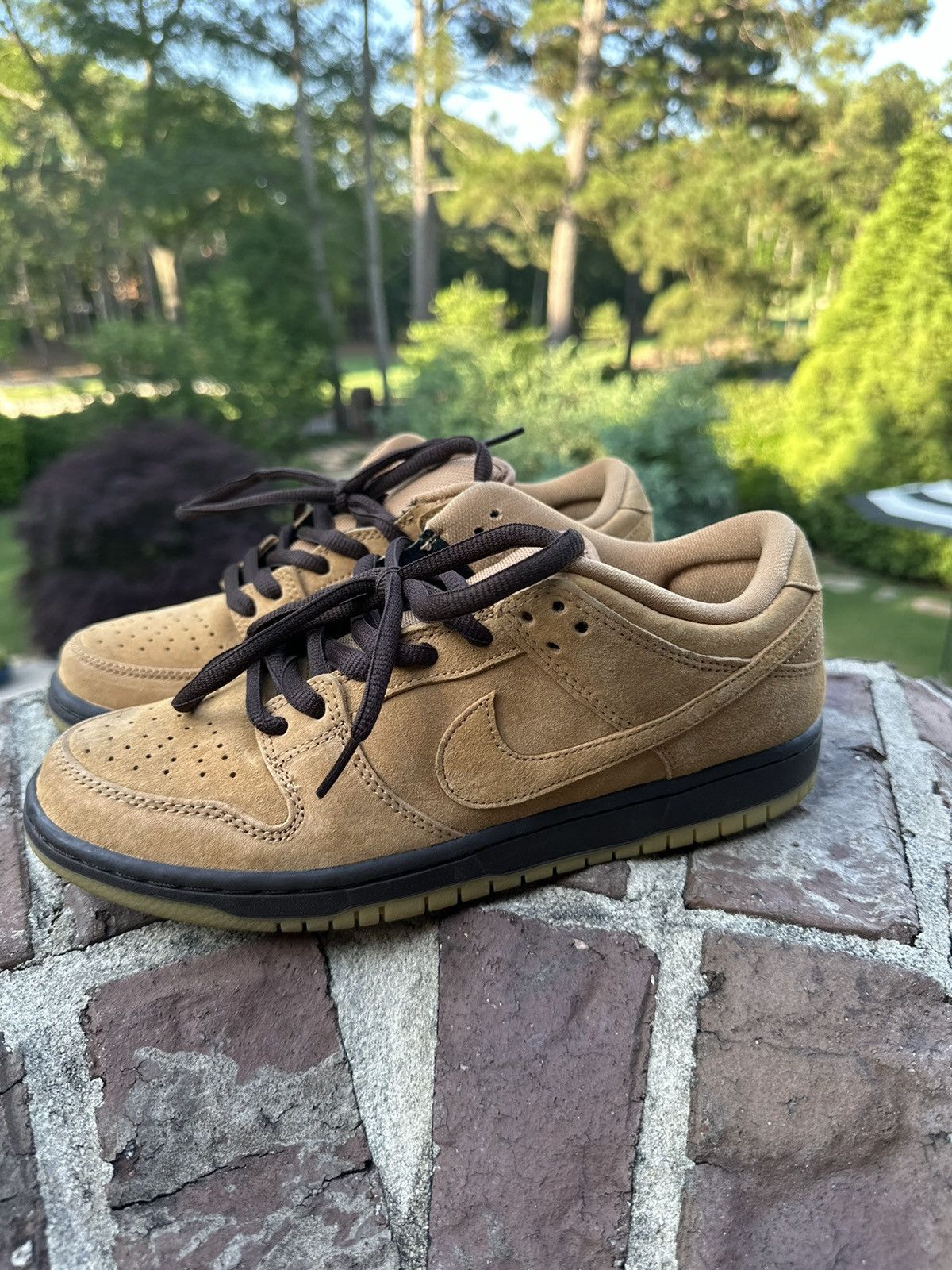image of Nike Dunk Low “Wheat” Shoes in Brown, Men's (Size 8)