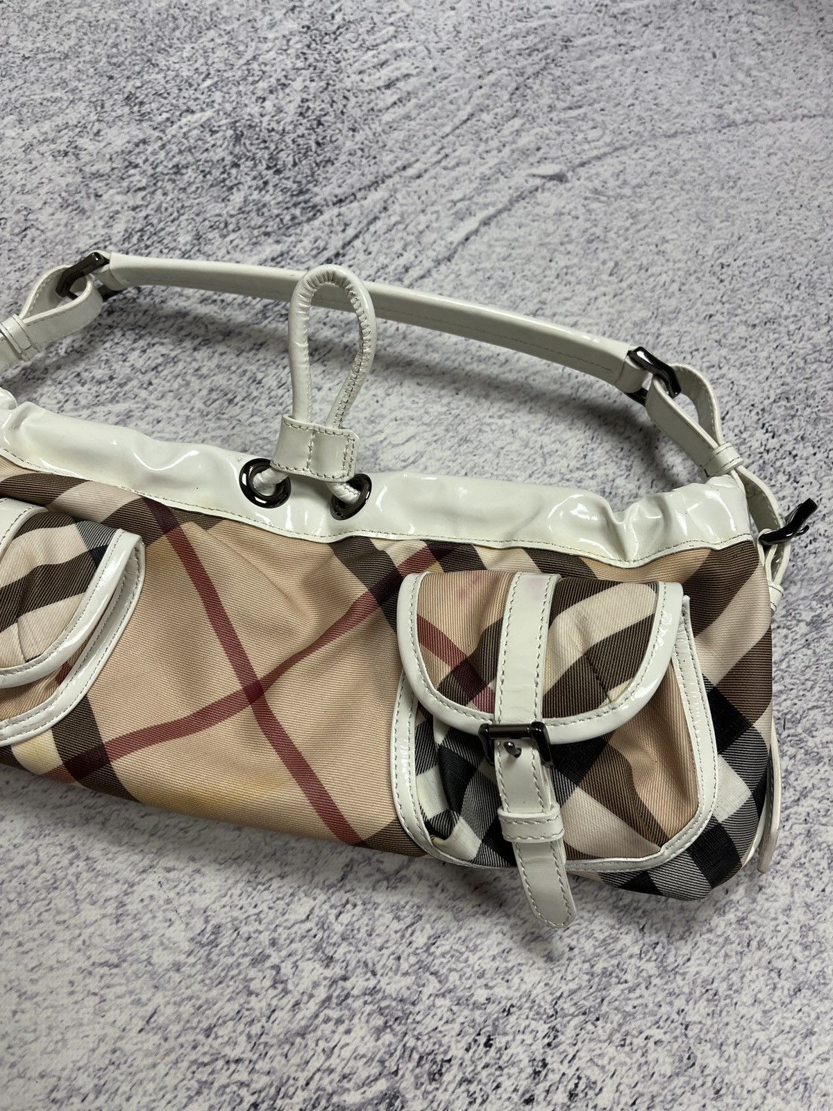 Burberry Burberry Nova Check Canvas Leather Shoulder Hand Bag Rare Size ONE SIZE - 4 Thumbnail