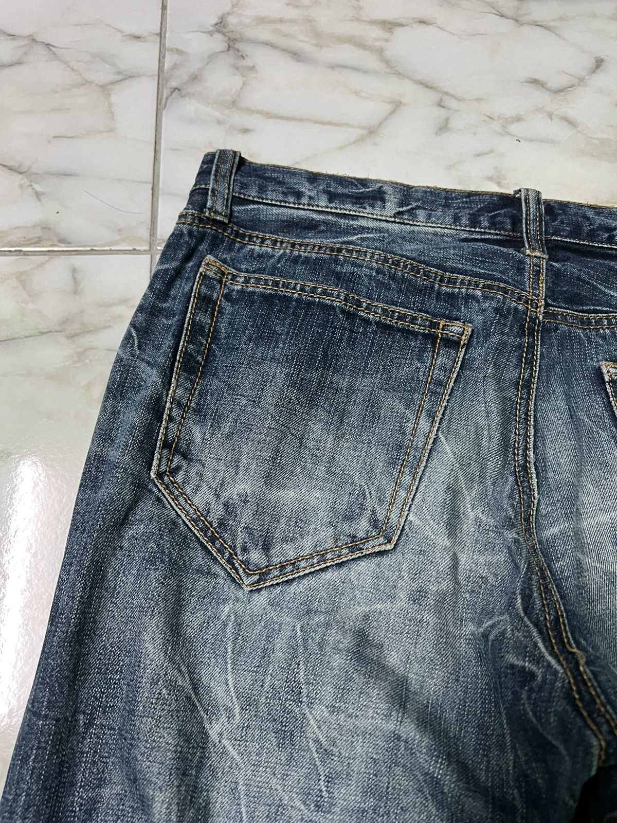 14th Addiction × If Six Was Nine × Japanese Brand 💥Baggy💥Vintage Guitar Pick Washed Distress Clawmark Jean Size US 33 - 13 Thumbnail