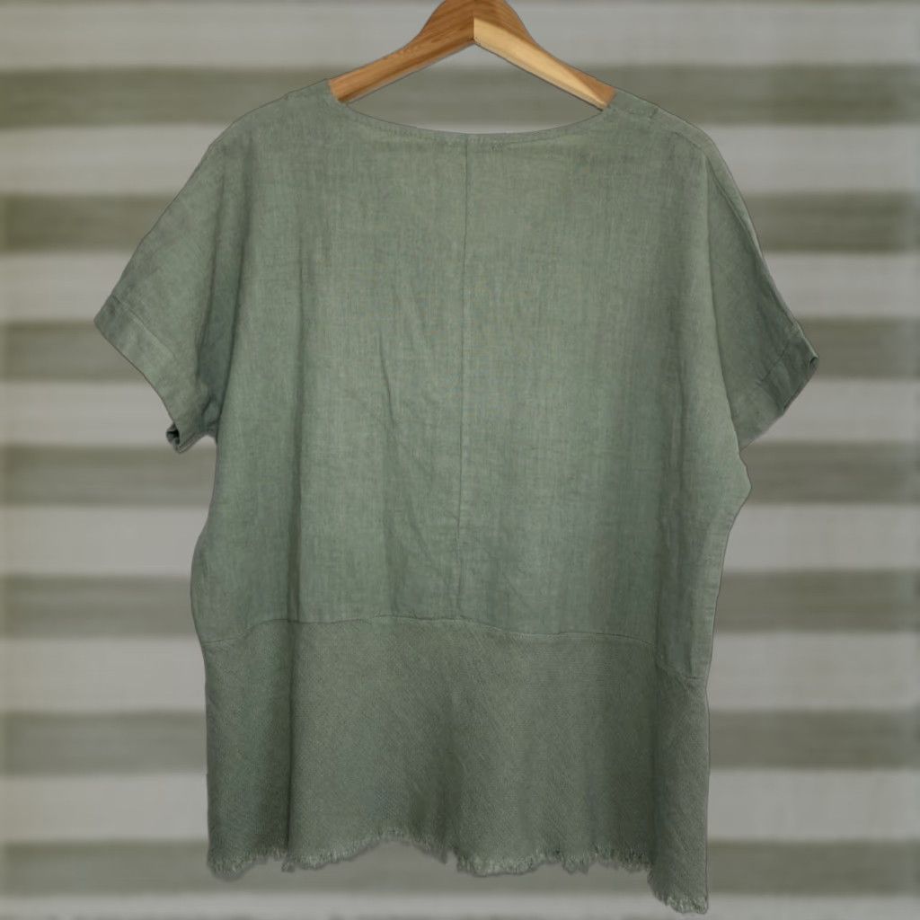 Vintage VINTAGE The Lino Lounge Women’s Sleeveless Top Blouse One Size Green Linen Blend Heart Patch Bohemian Casual Short Size ONE SIZE - 1 Thumbnail