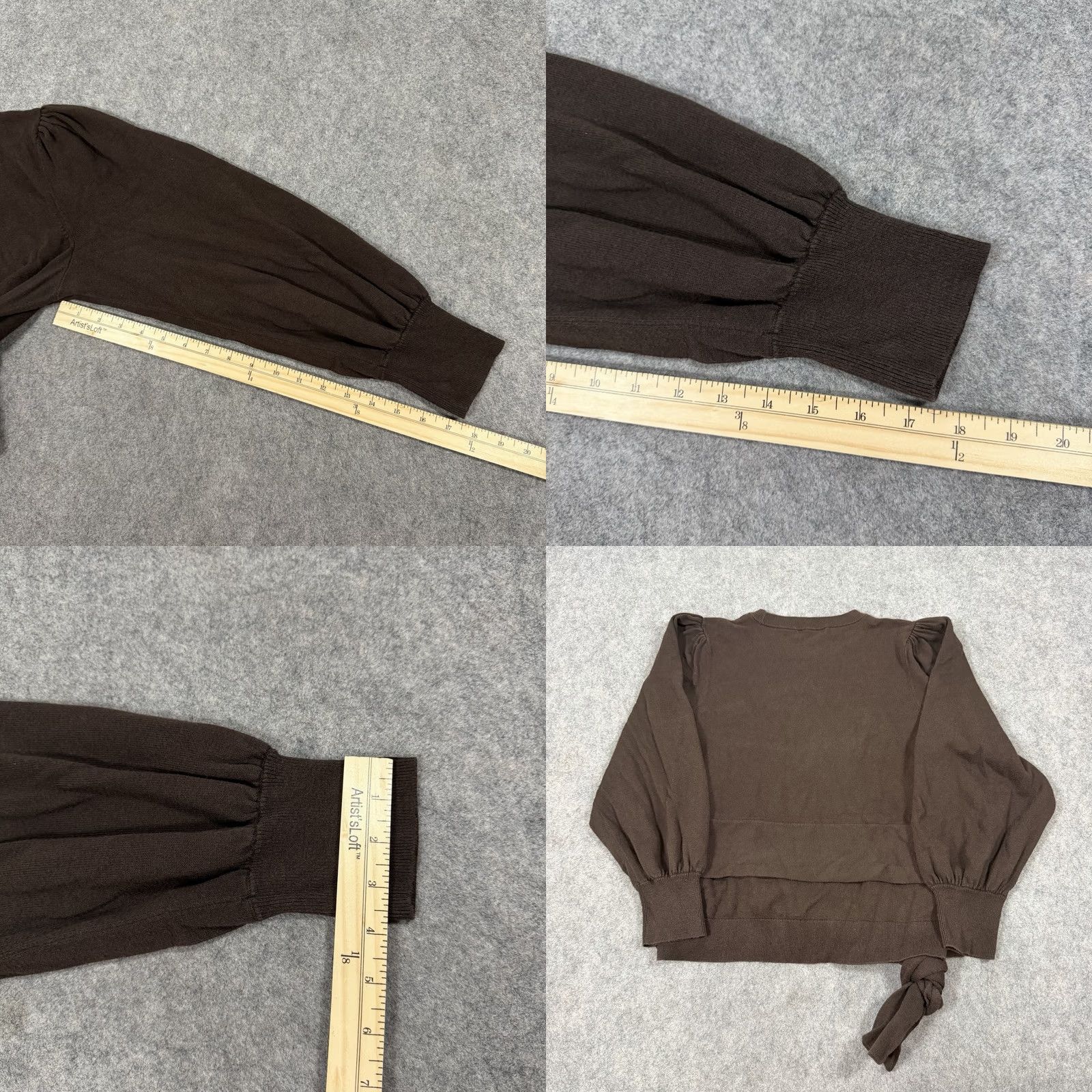 Ralph Lauren Lauren Ralph Lauren Long Puff Sleeve Self-Belt Sweater Fit Women XL Brown Size XL / US 12-14 / IT 48-50 - 10 Thumbnail