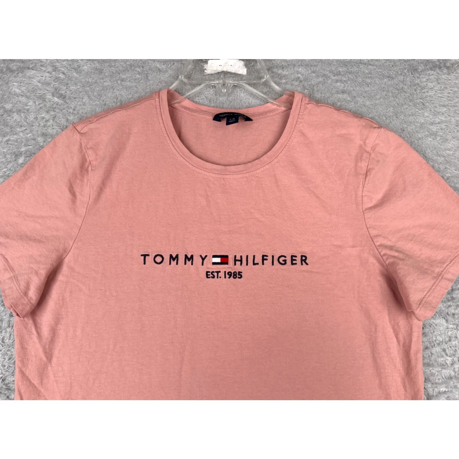 Tommy Hilfiger VINTAGE Tommy Hilfiger Shirt Womens L Pink Crew Neck Cotton Jersey Short Sleeve Logo All Seasons 90s Womens Size L / US 10 / IT 46 - 4 Thumbnail